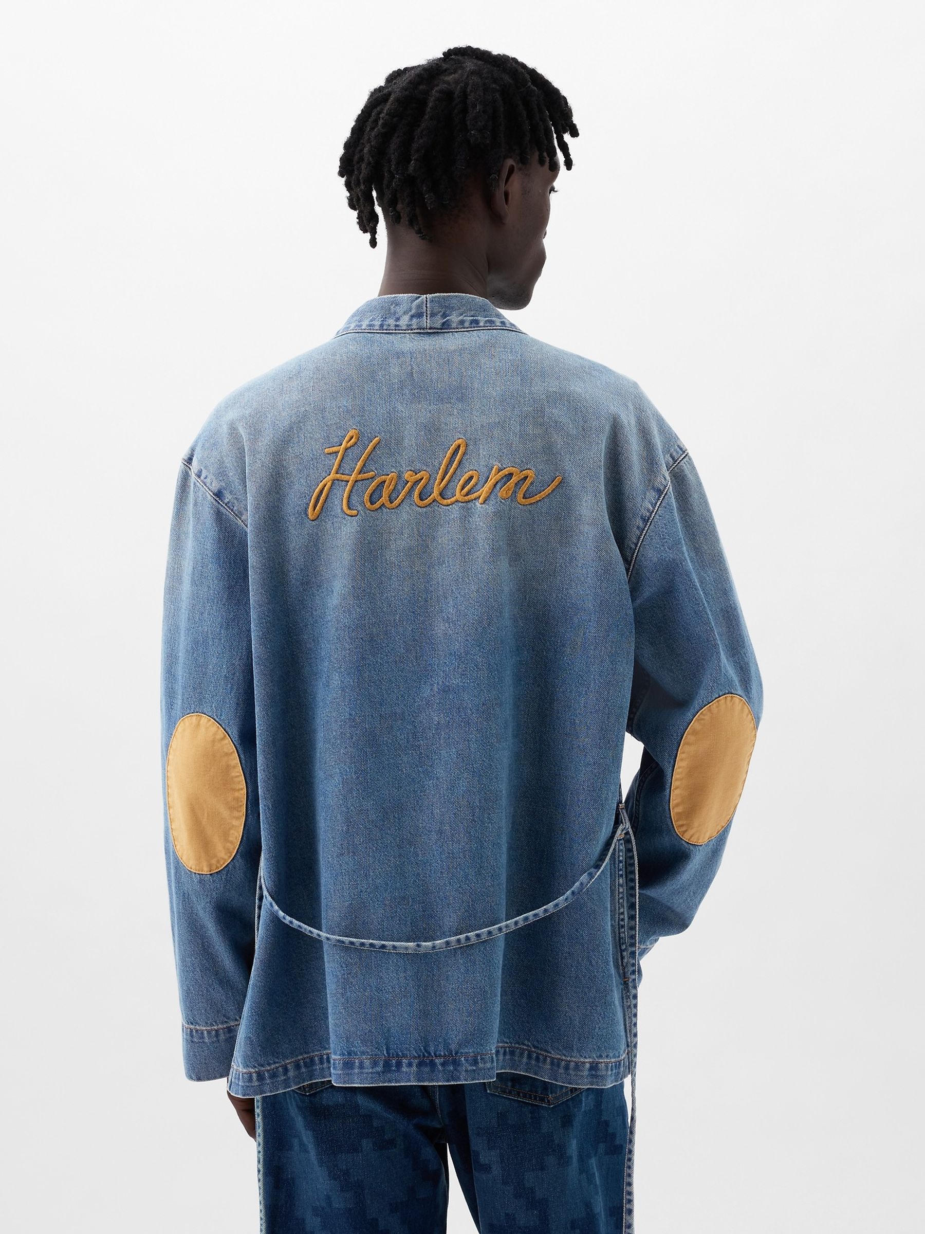 Blue Dapper Dan Organic Denim Wrap Jacket - Image 2 of 5
