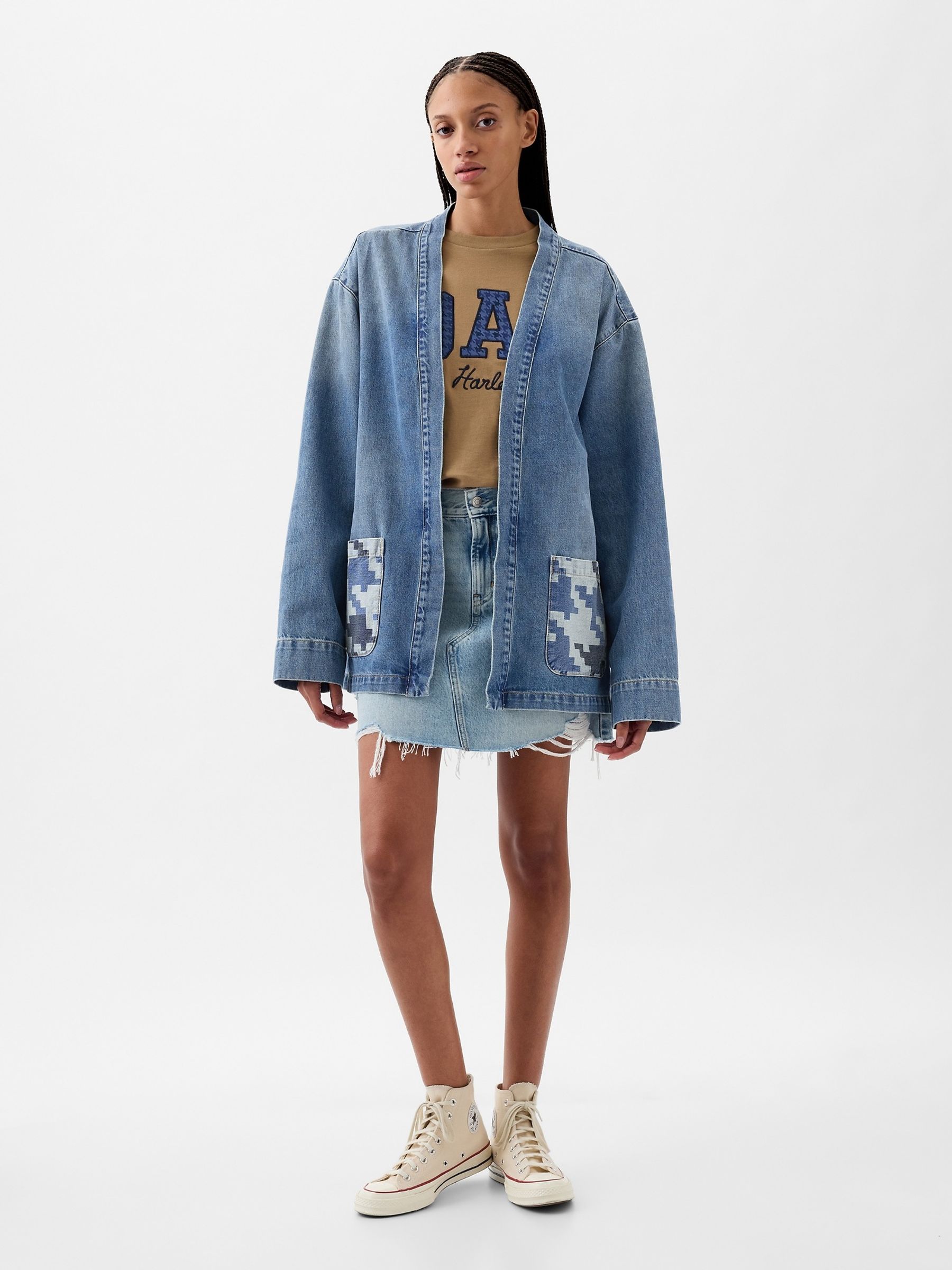 Blue Dapper Dan Organic Denim Wrap Jacket - Image 5 of 5