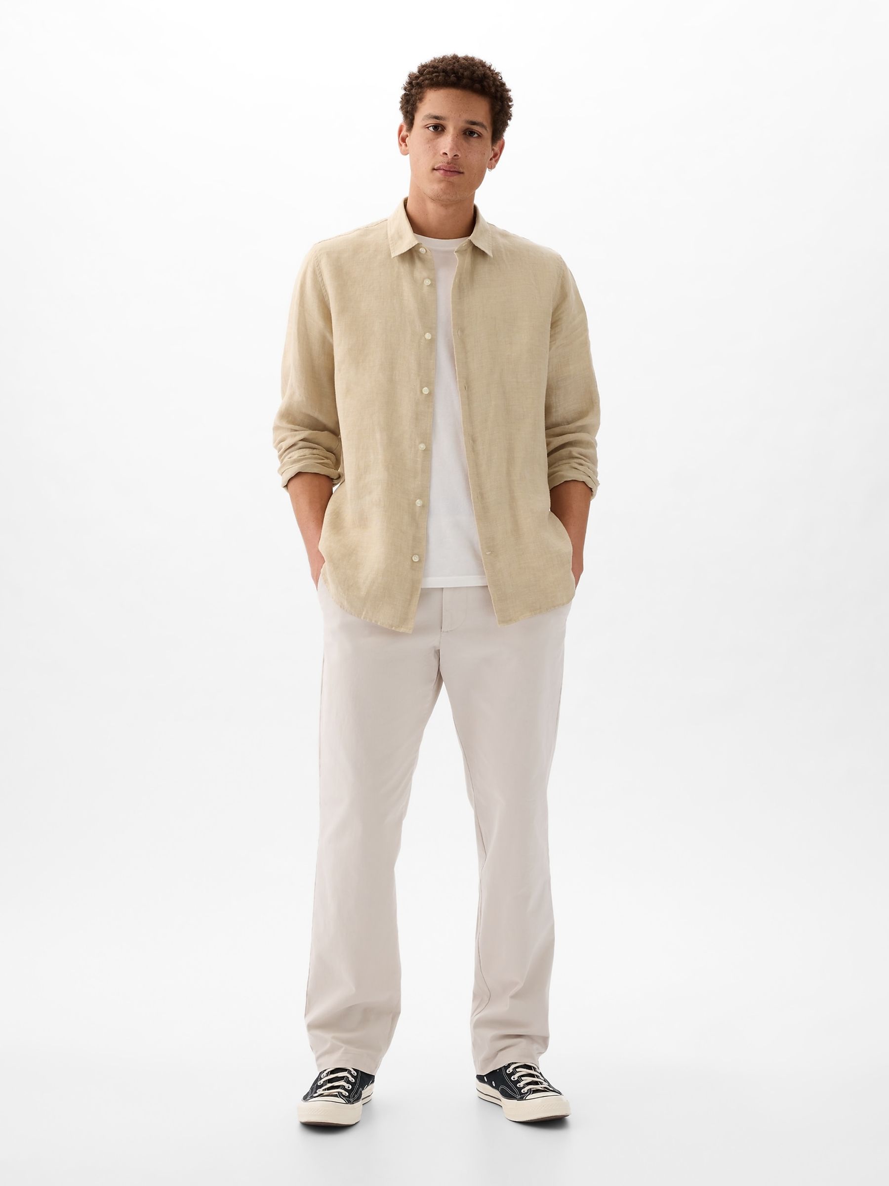 Neutral 100% Linen Long Sleeve Shirt - Image 3 of 5