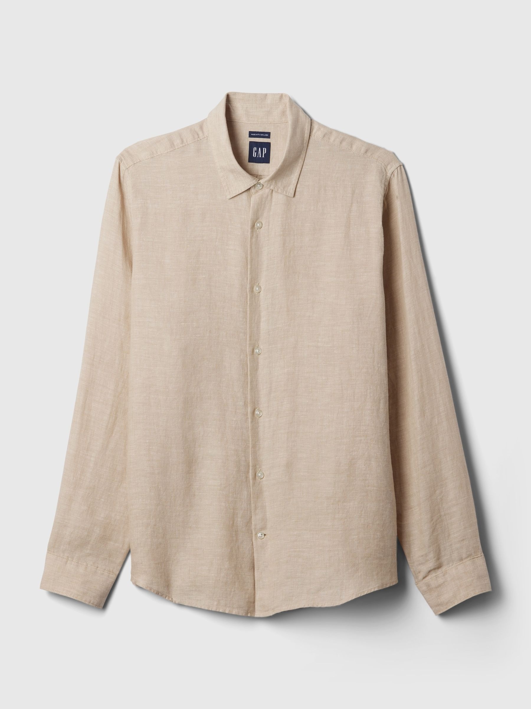 Neutral 100% Linen Long Sleeve Shirt - Image 4 of 5