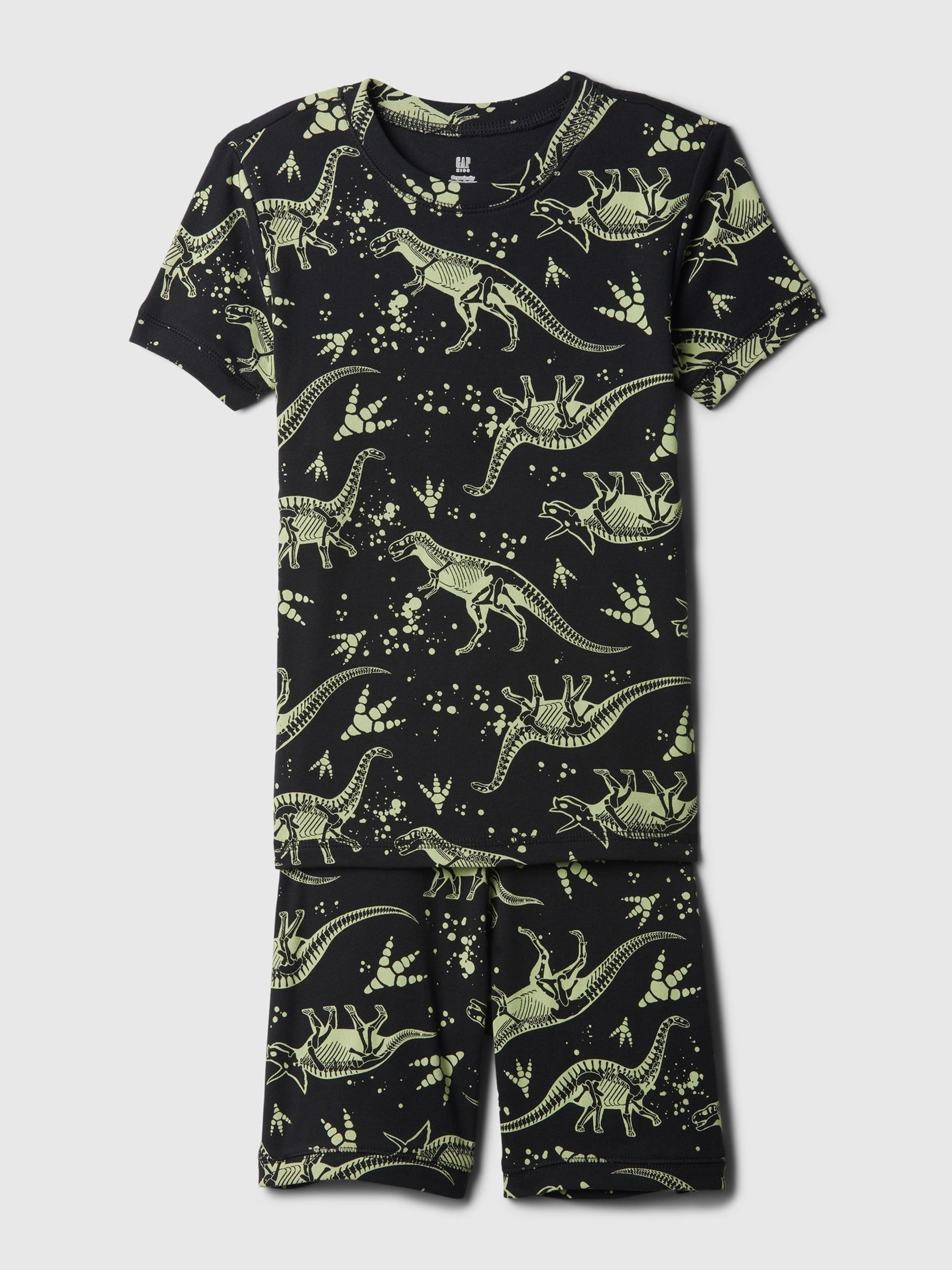 Black Organic Cotton Print Short Sleeve Pyjama Set (6-13yrs) - Image 1 of 1