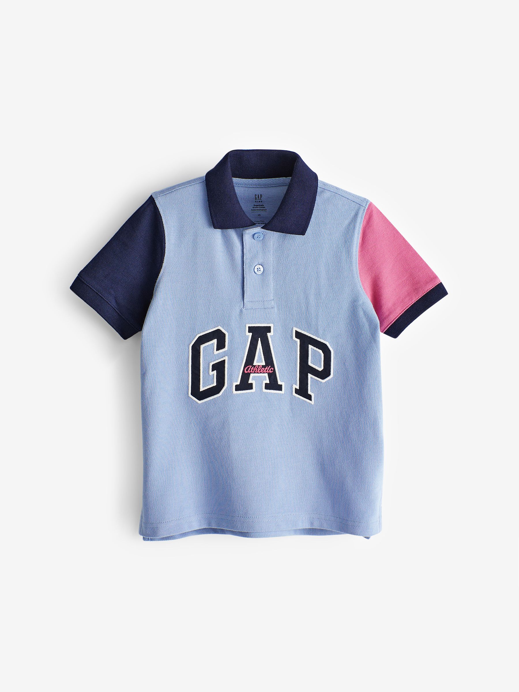 Blue/Pink Logo Short Sleeve Polo Shirt (4-13yrs) - Image 1 of 3