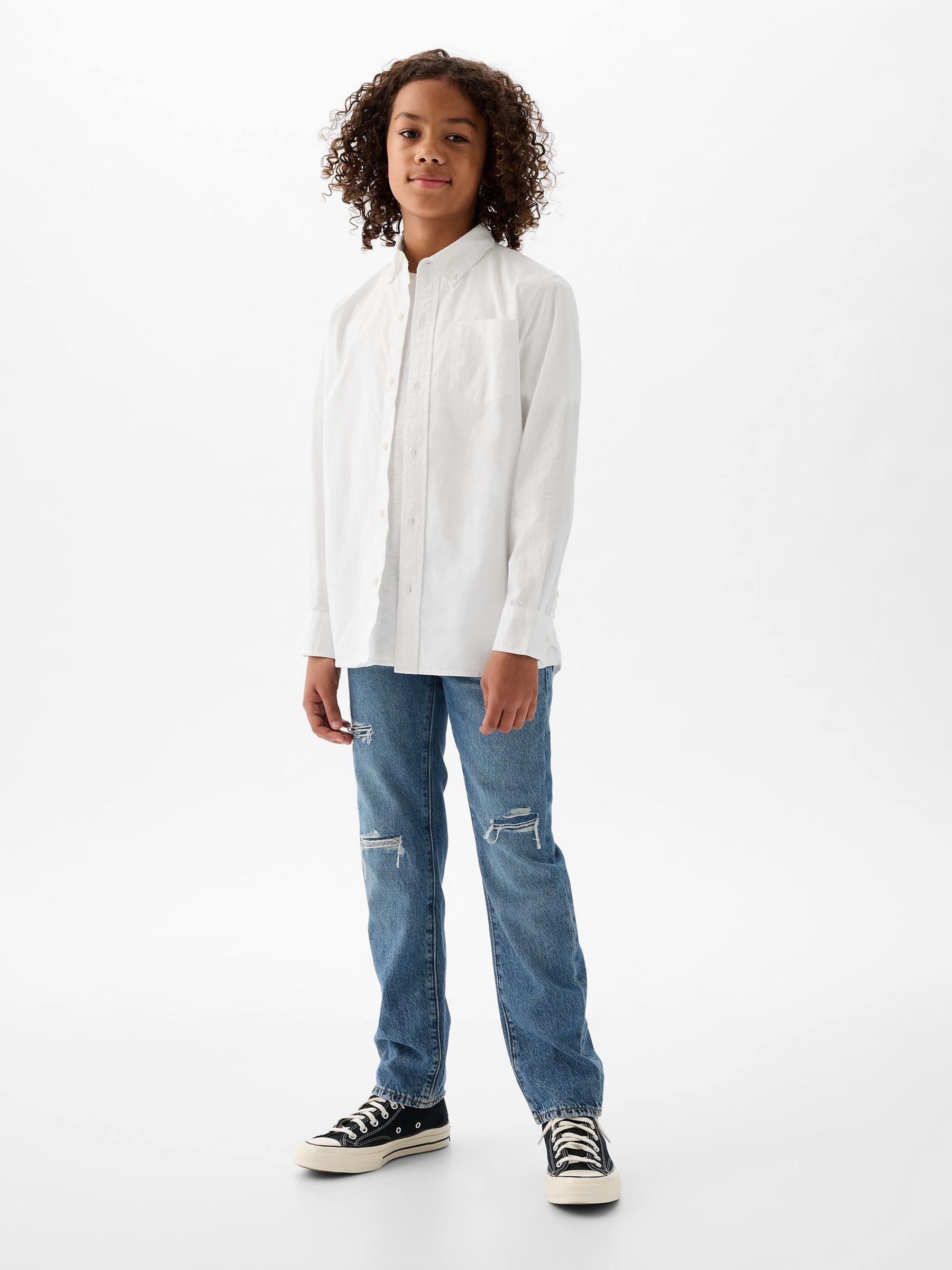White Organic Cotton Shirt (4-12yrs) - Image 3 of 3