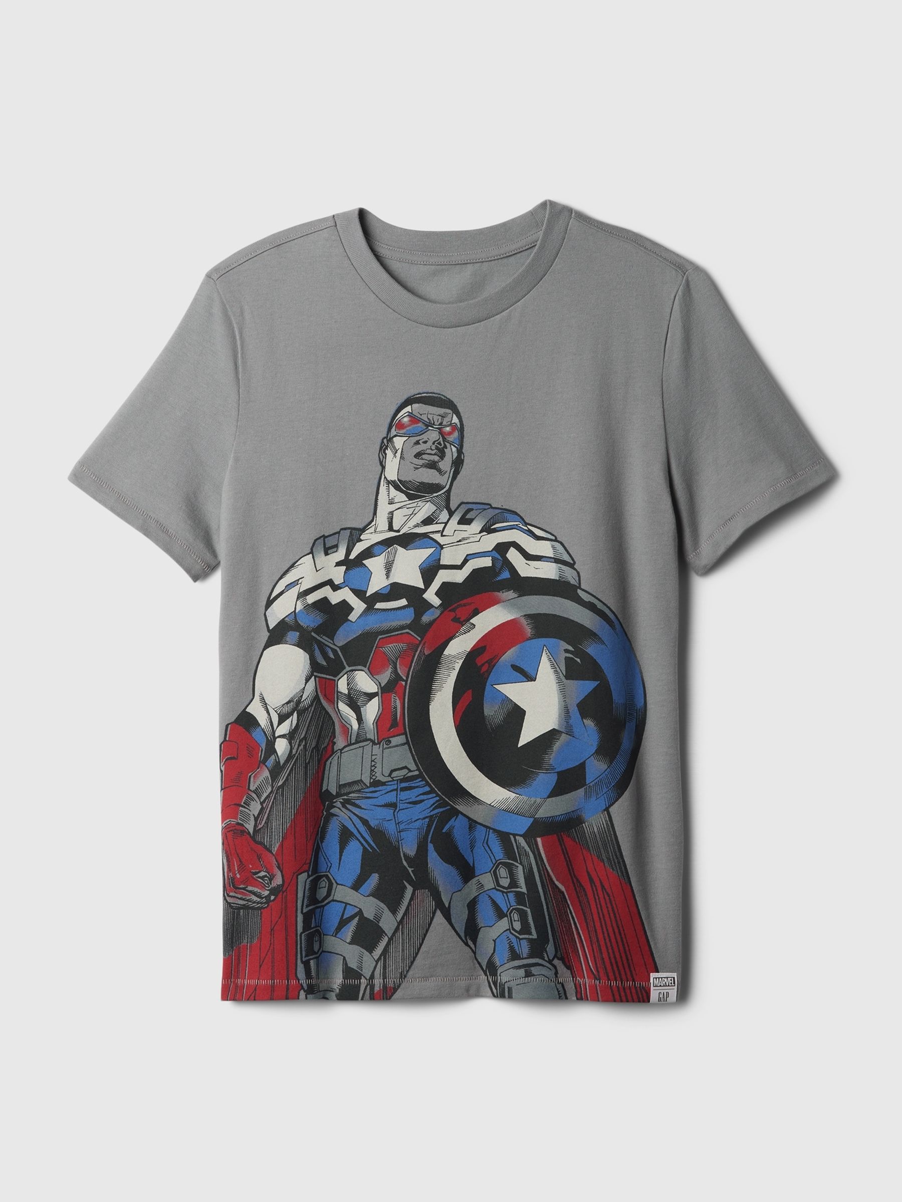 Grey Captain America Marvel Captain America Graphic Cotton Short Sleeve Crew Neck T-Shirt (4-13yrs) - Image 1 of 1
