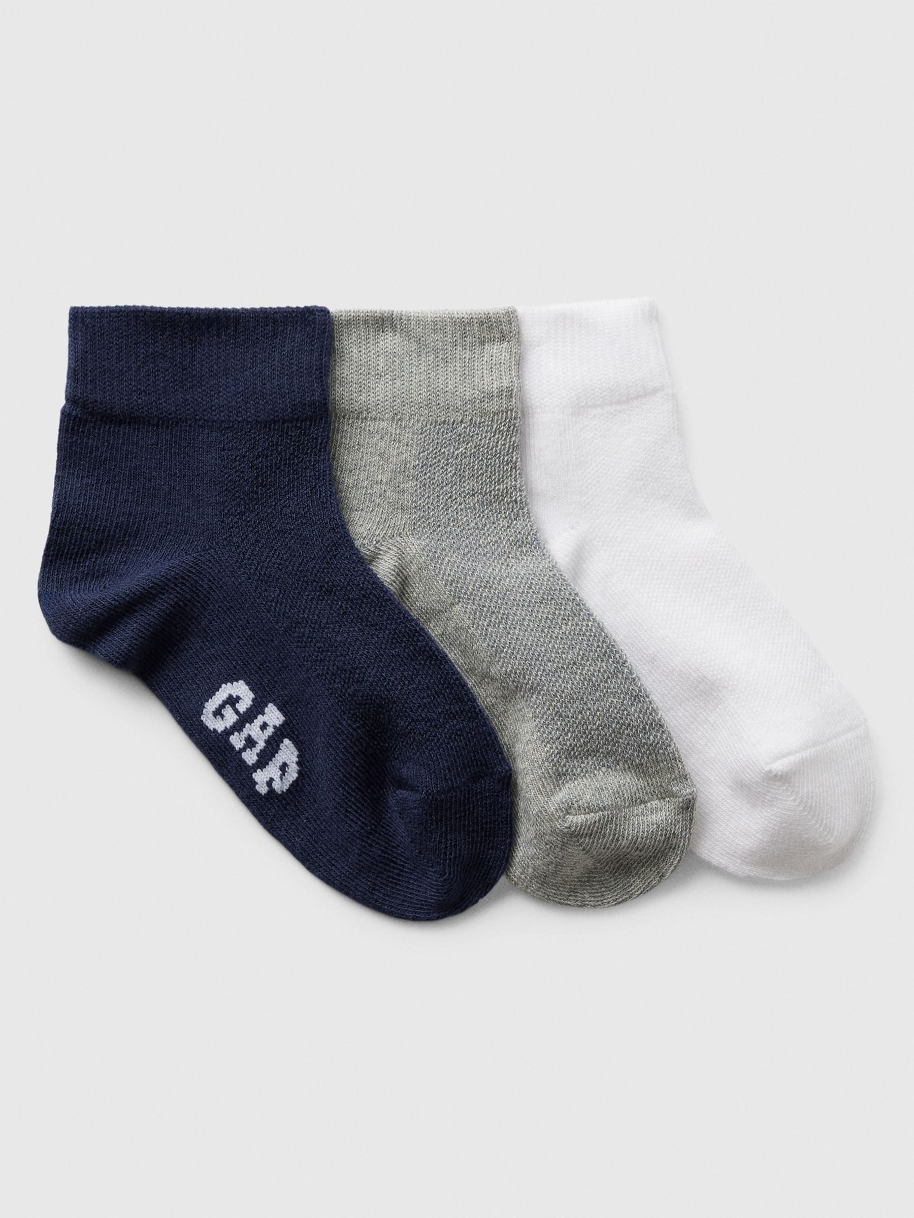 Multi Kids 3 Pack Logo Quarter Crew Socks - Image 1 of 1