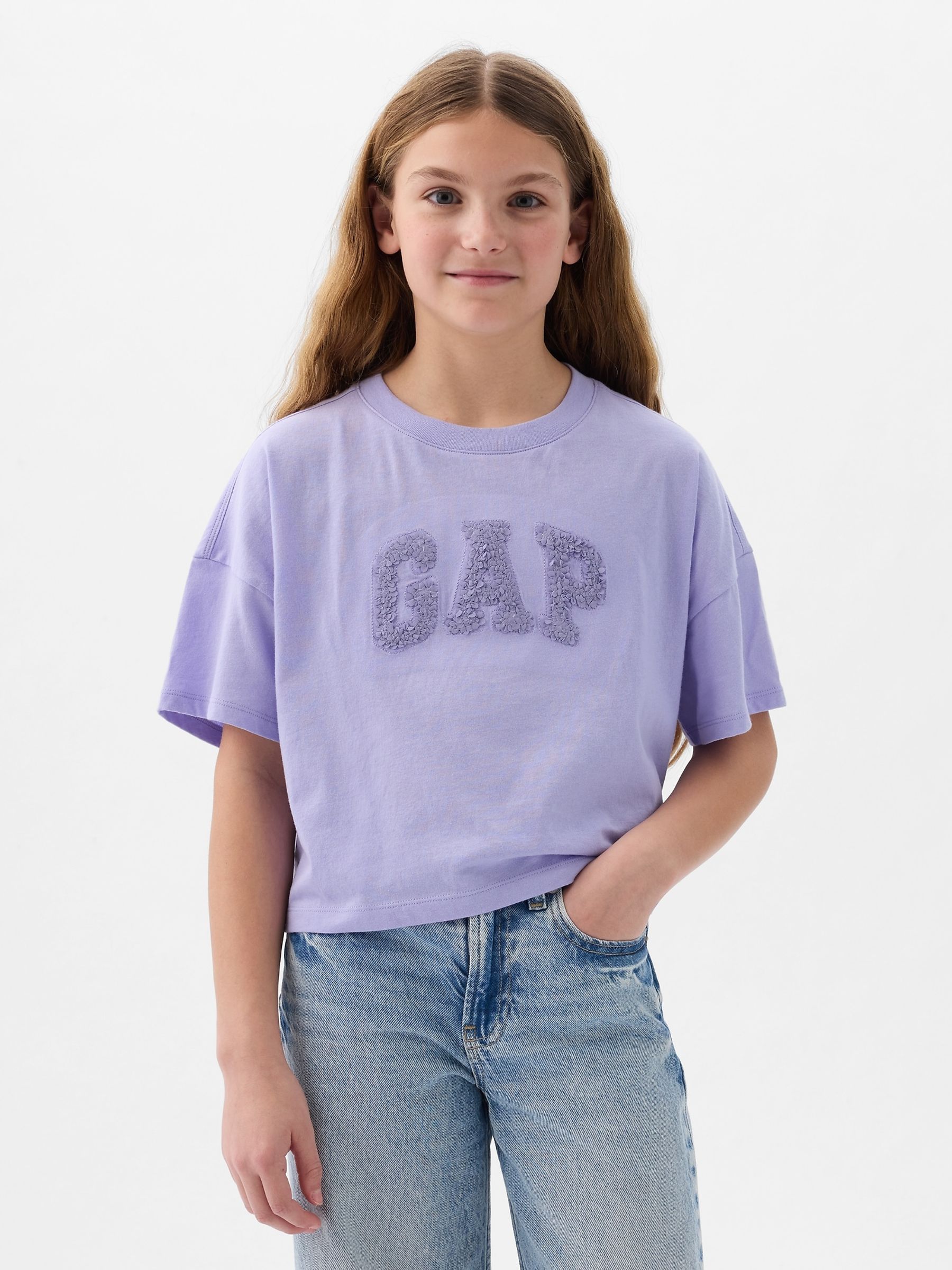 Purple Textured 3D Logo Graphic Short Sleeve Crew Neck T-Shirt (4-13yrs) - Image 2 of 4