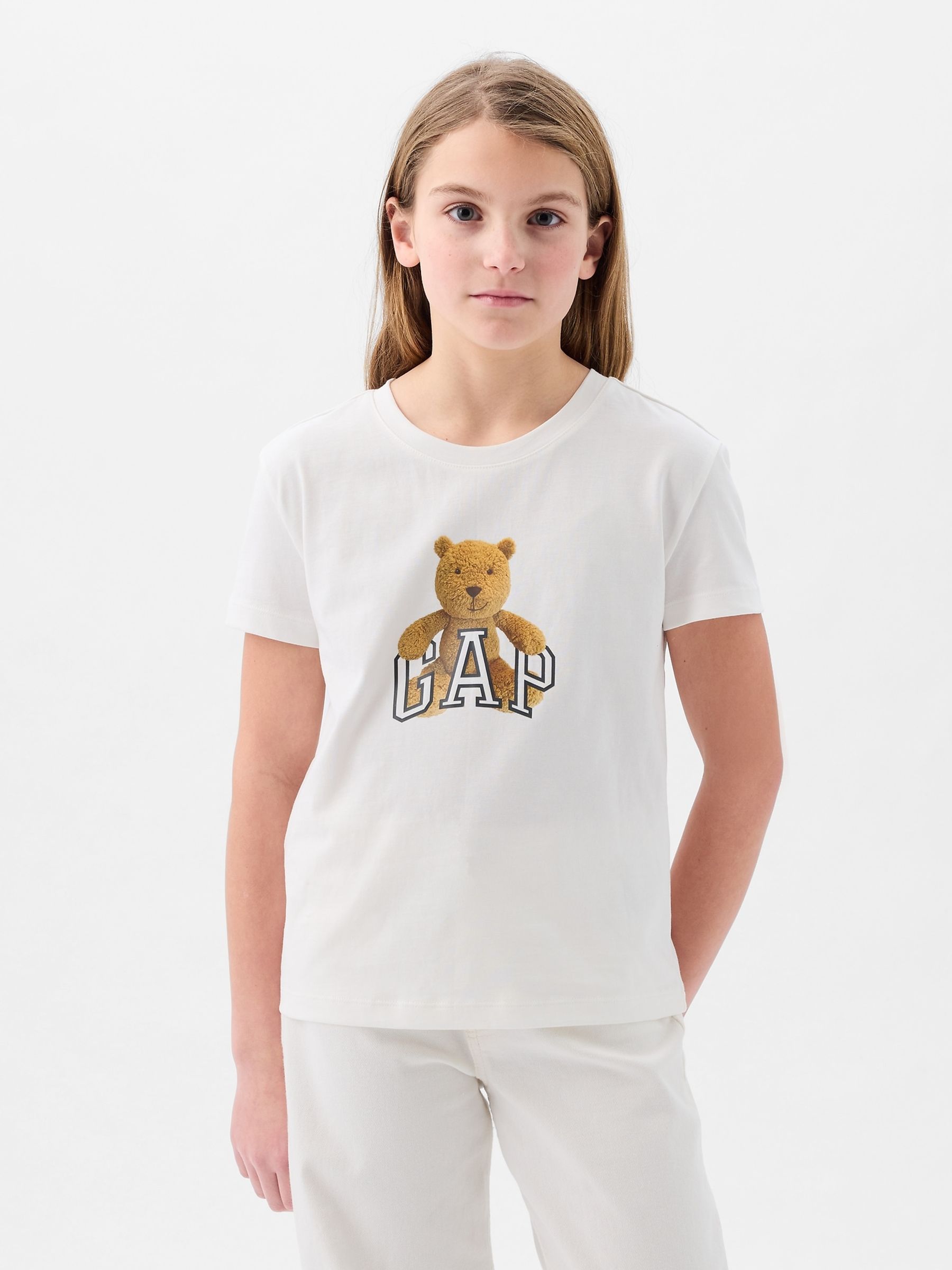 White Brannan Bear Graphic Logo Short Sleeve Crew Neck T-Shirt (4-13yrs) - Image 1 of 4