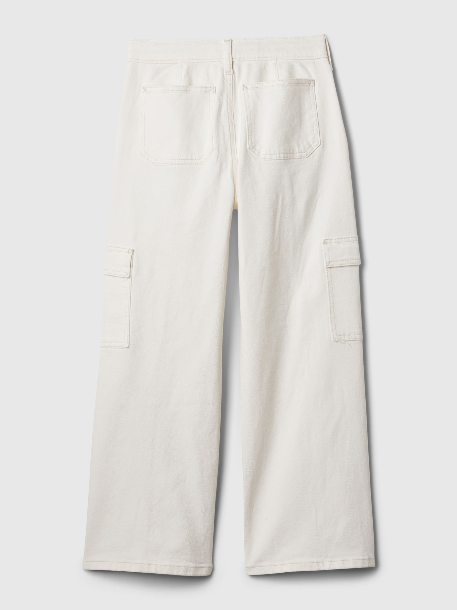 White Low Rise Stride Wide Leg Cargo Jeans (6-13yrs) - Image 5 of 5