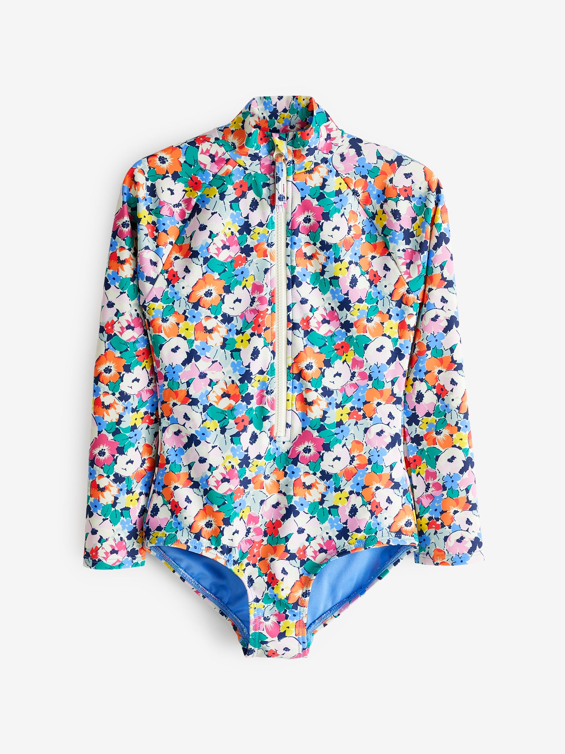 Pink Floral Long Sleeve Zip Swimsuit (4-12yrs) - Image 1 of 2