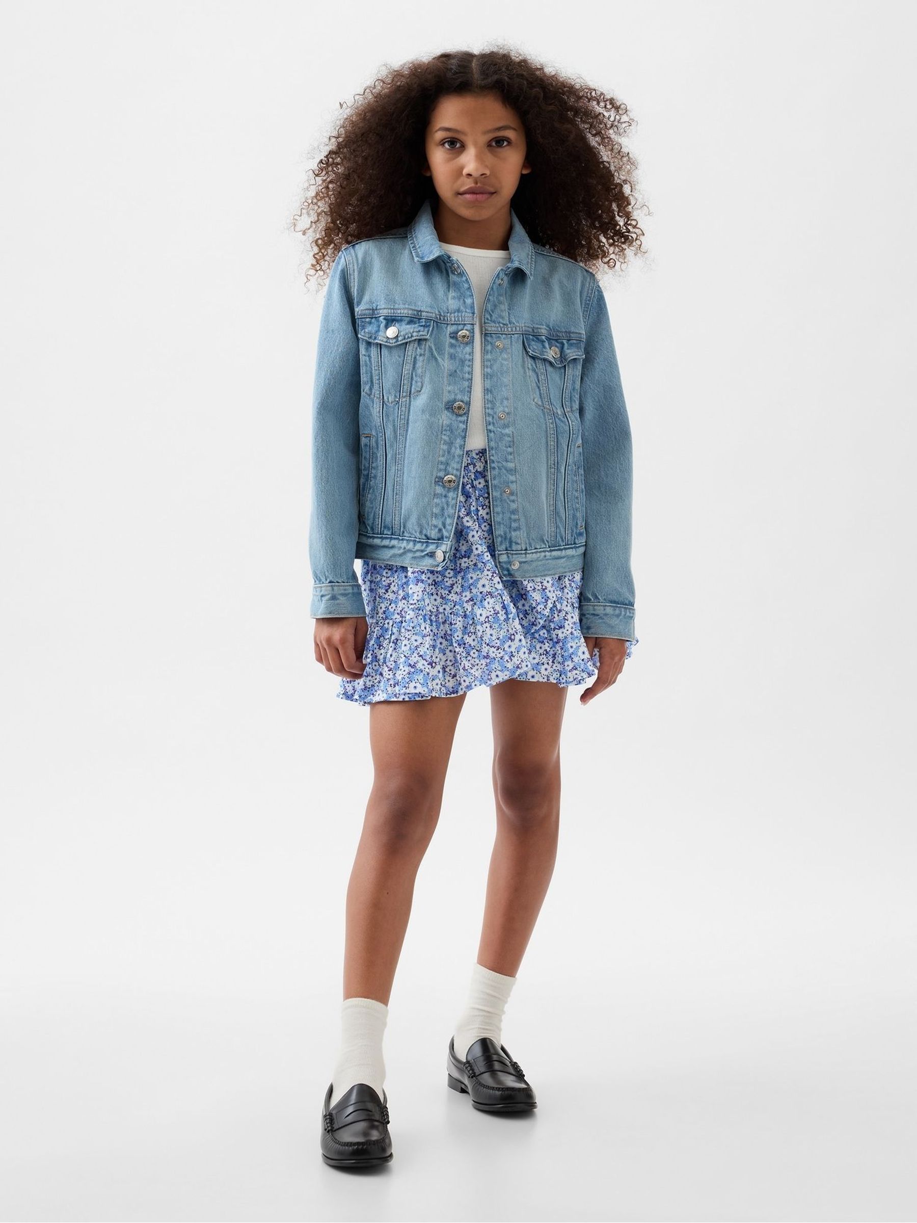 Blue Floral Ruffle Skort - Image 1 of 3