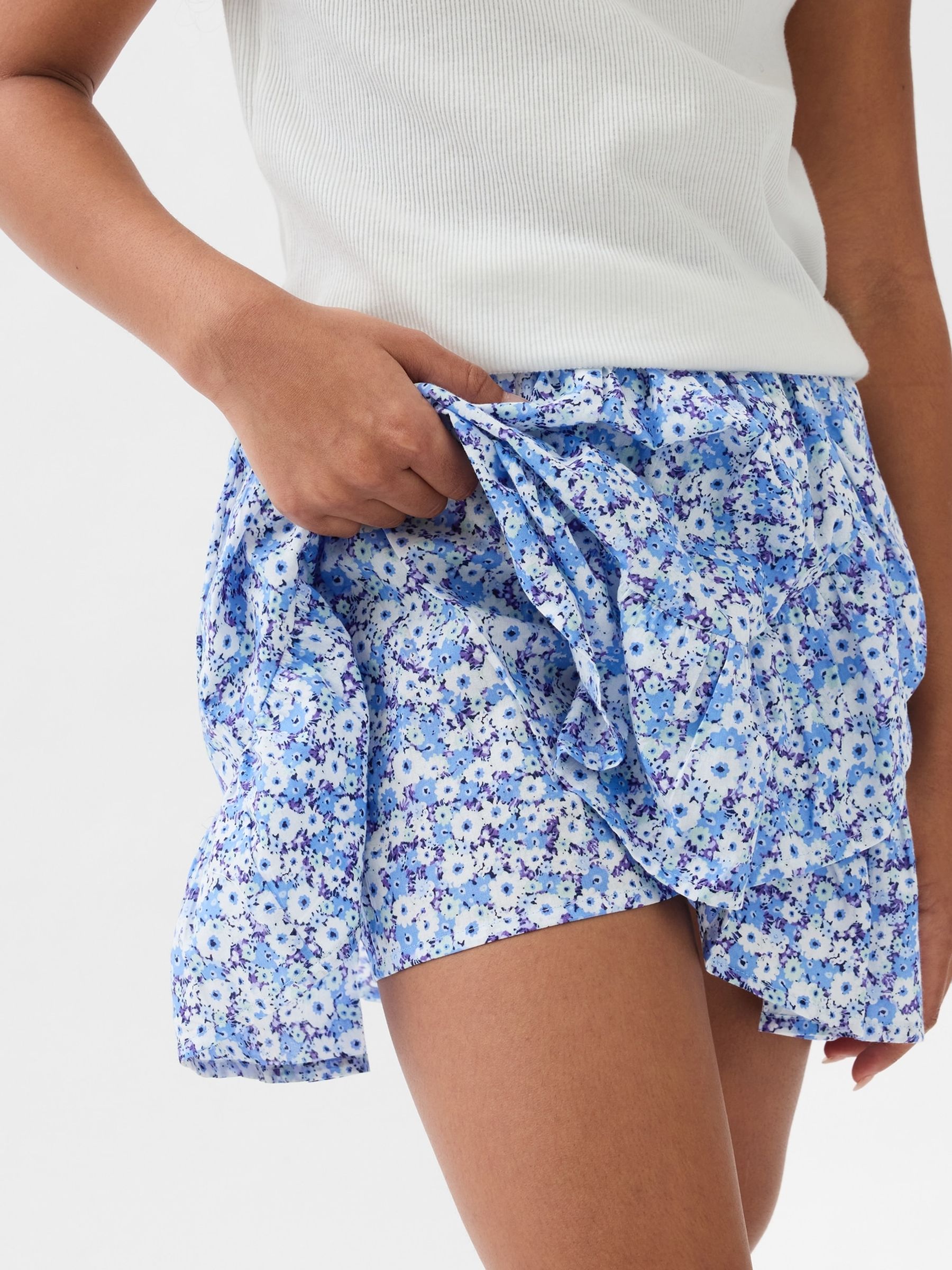 Blue Floral Ruffle Skort - Image 3 of 3