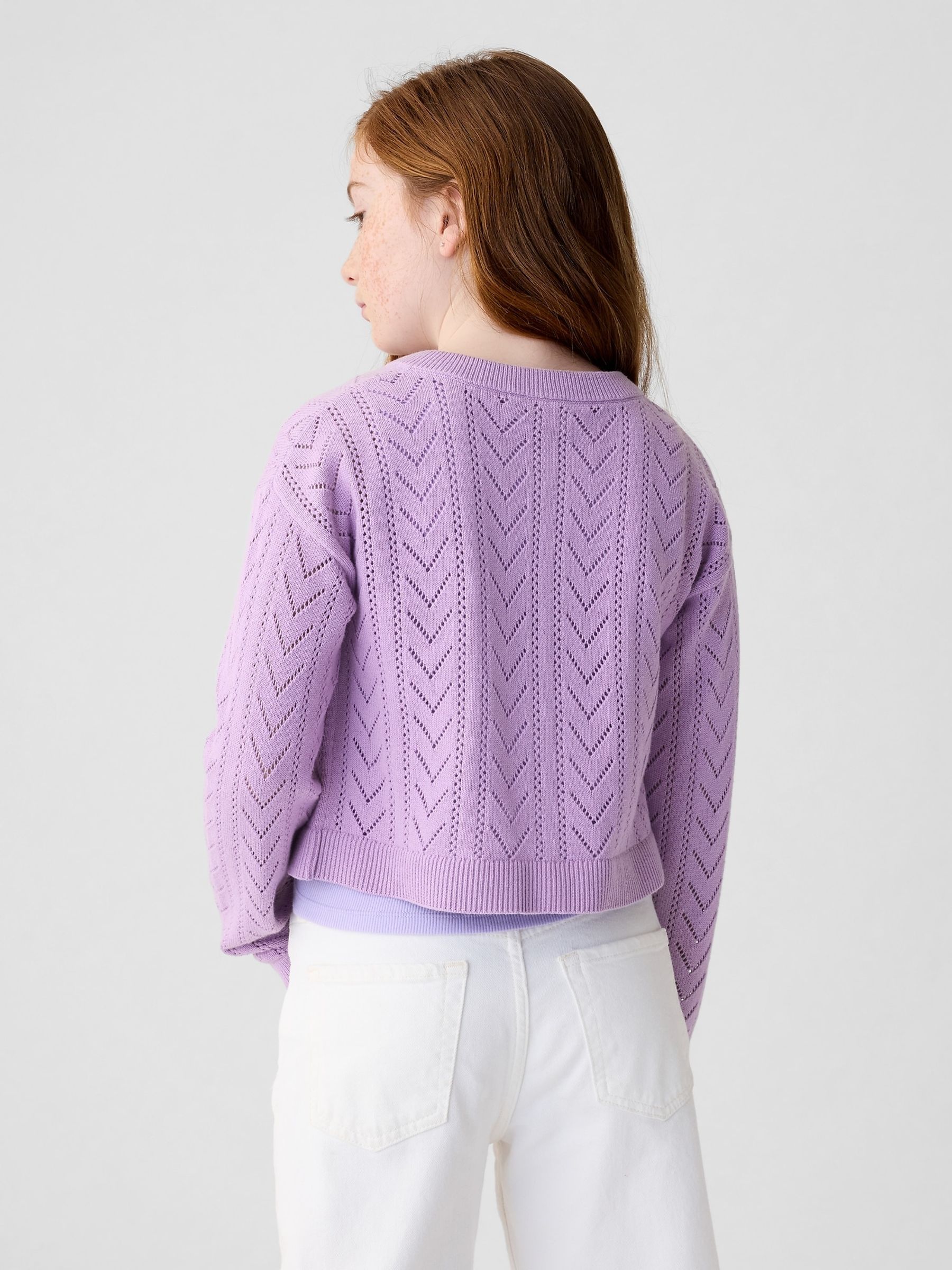 Purple Soft Pointelle Cardigan (4-13yrs) - Image 2 of 4