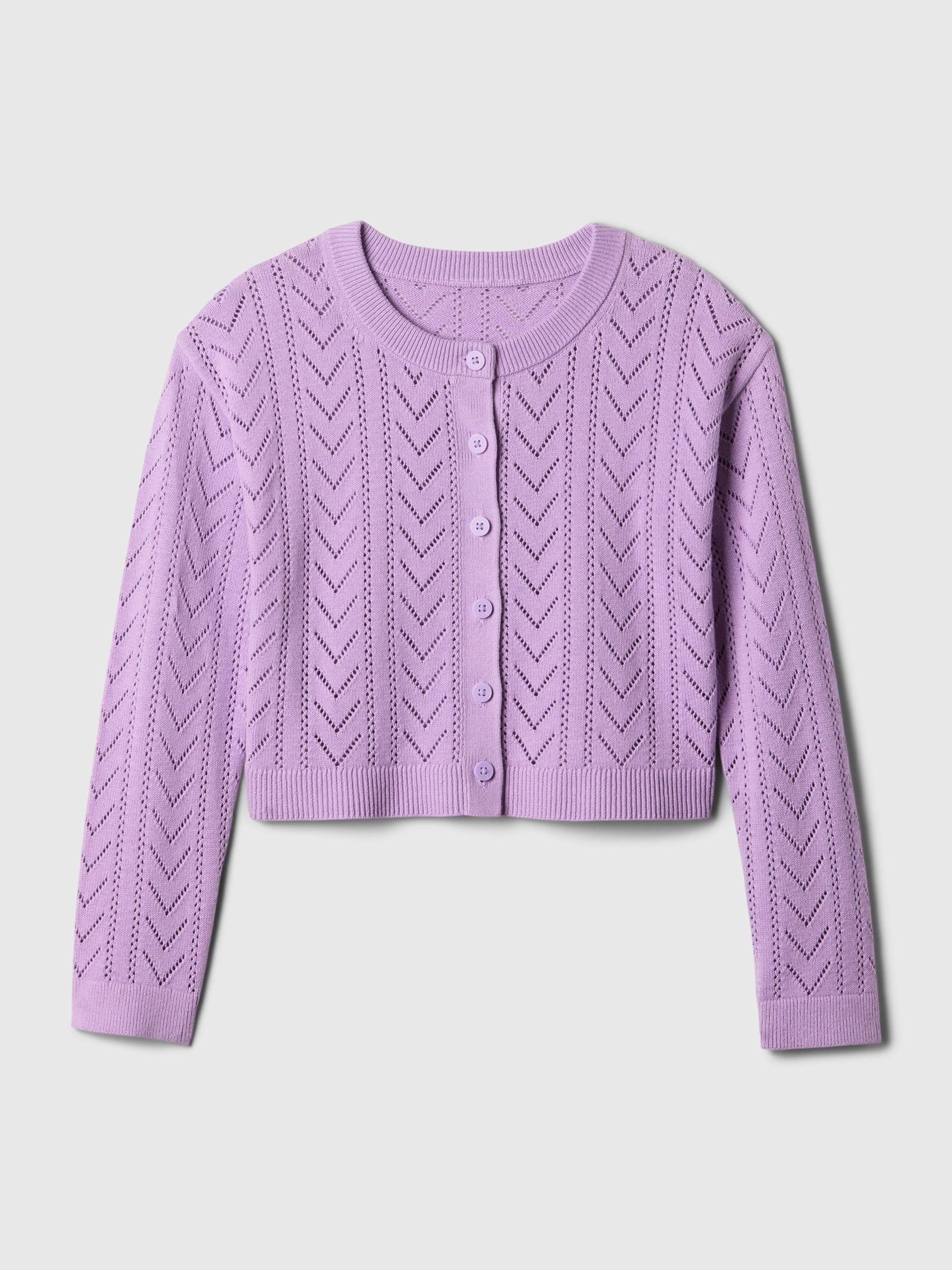 Purple Soft Pointelle Cardigan (4-13yrs) - Image 4 of 4