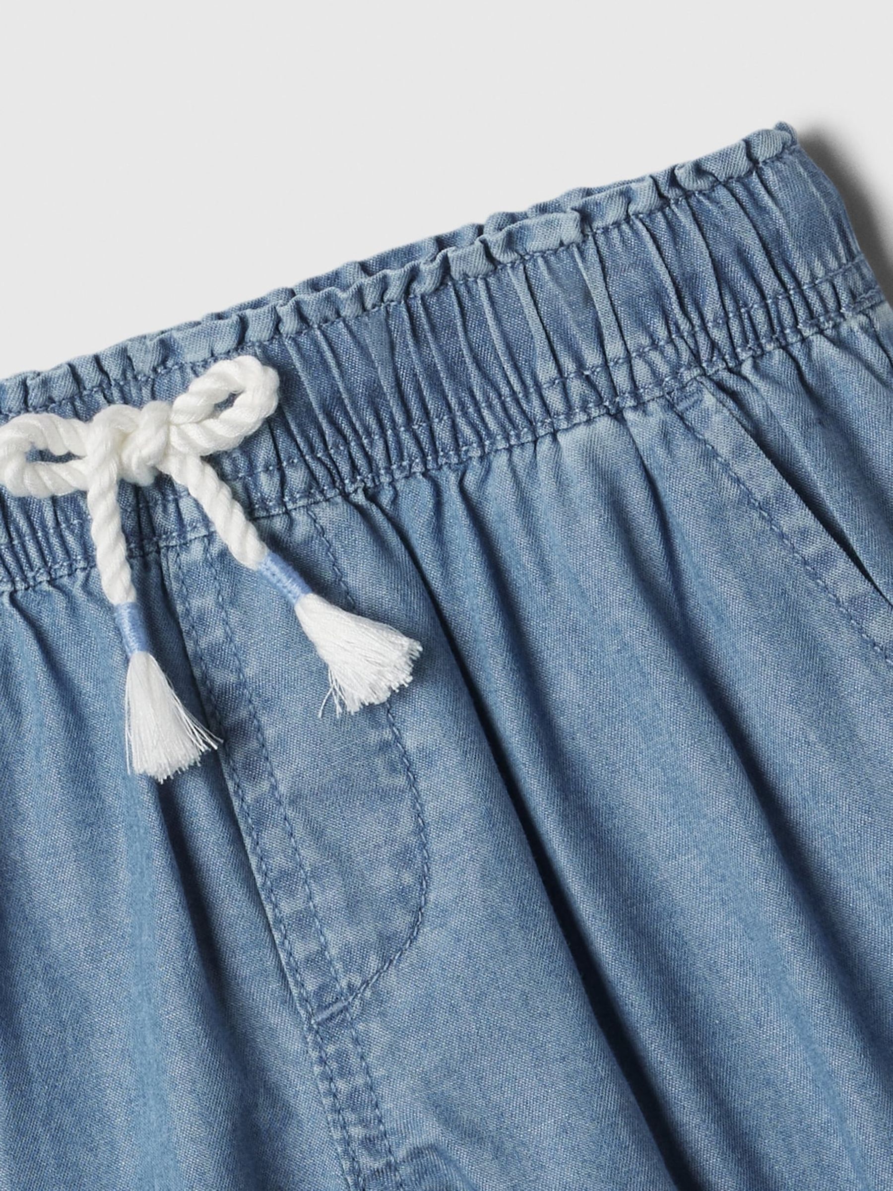 Blue Cotton Easy Pull On Shorts (4-13yrs) - Image 3 of 3