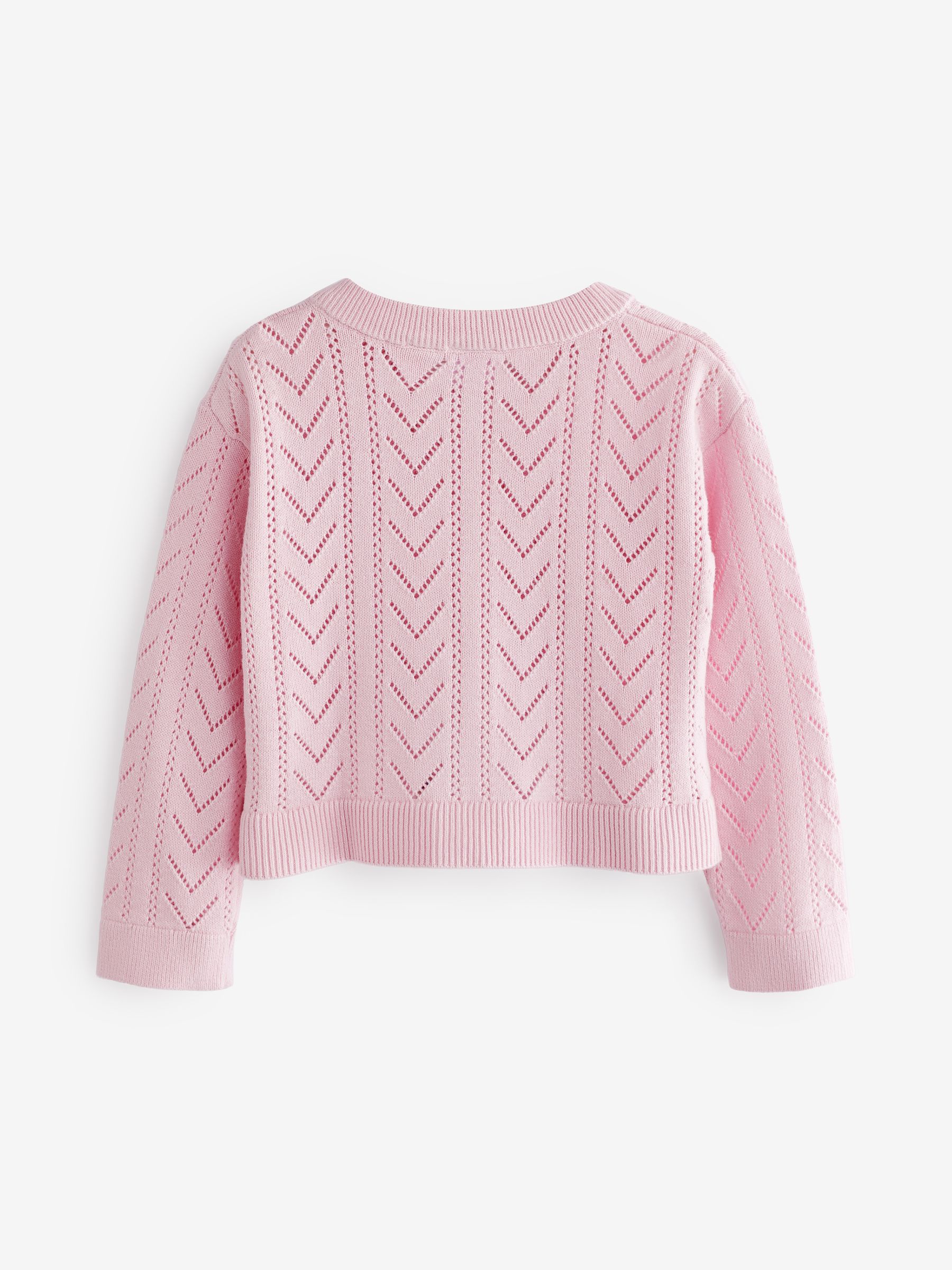 Pink Soft Pointelle Cardigan (4-13yrs) - Image 3 of 5