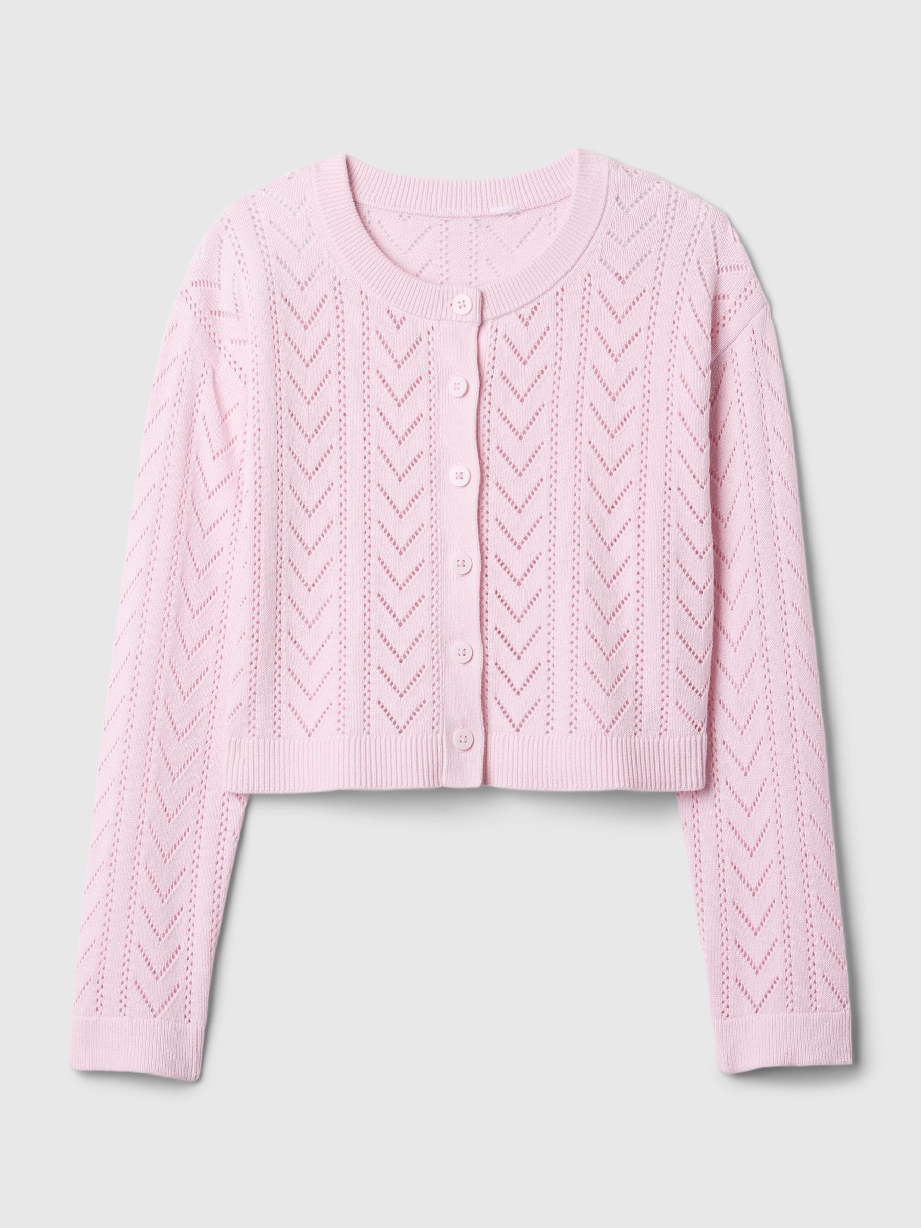 Pink Soft Pointelle Cardigan (4-13yrs) - Image 4 of 5