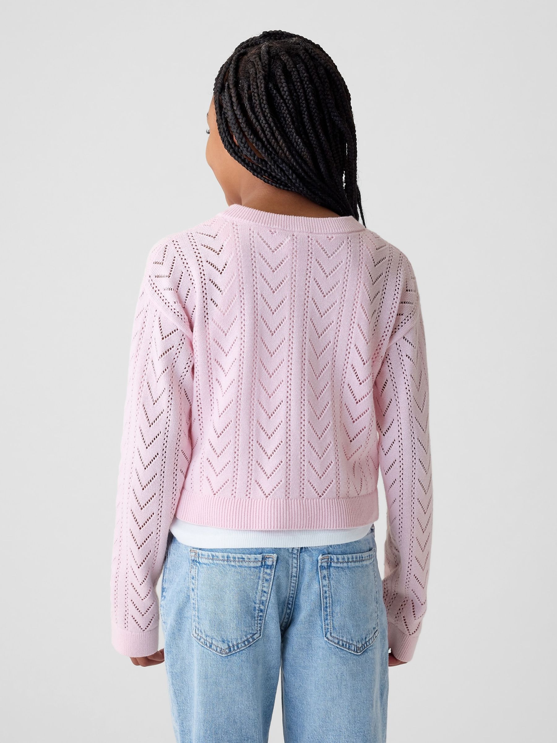 Pink Soft Pointelle Cardigan (4-13yrs) - Image 7 of 7