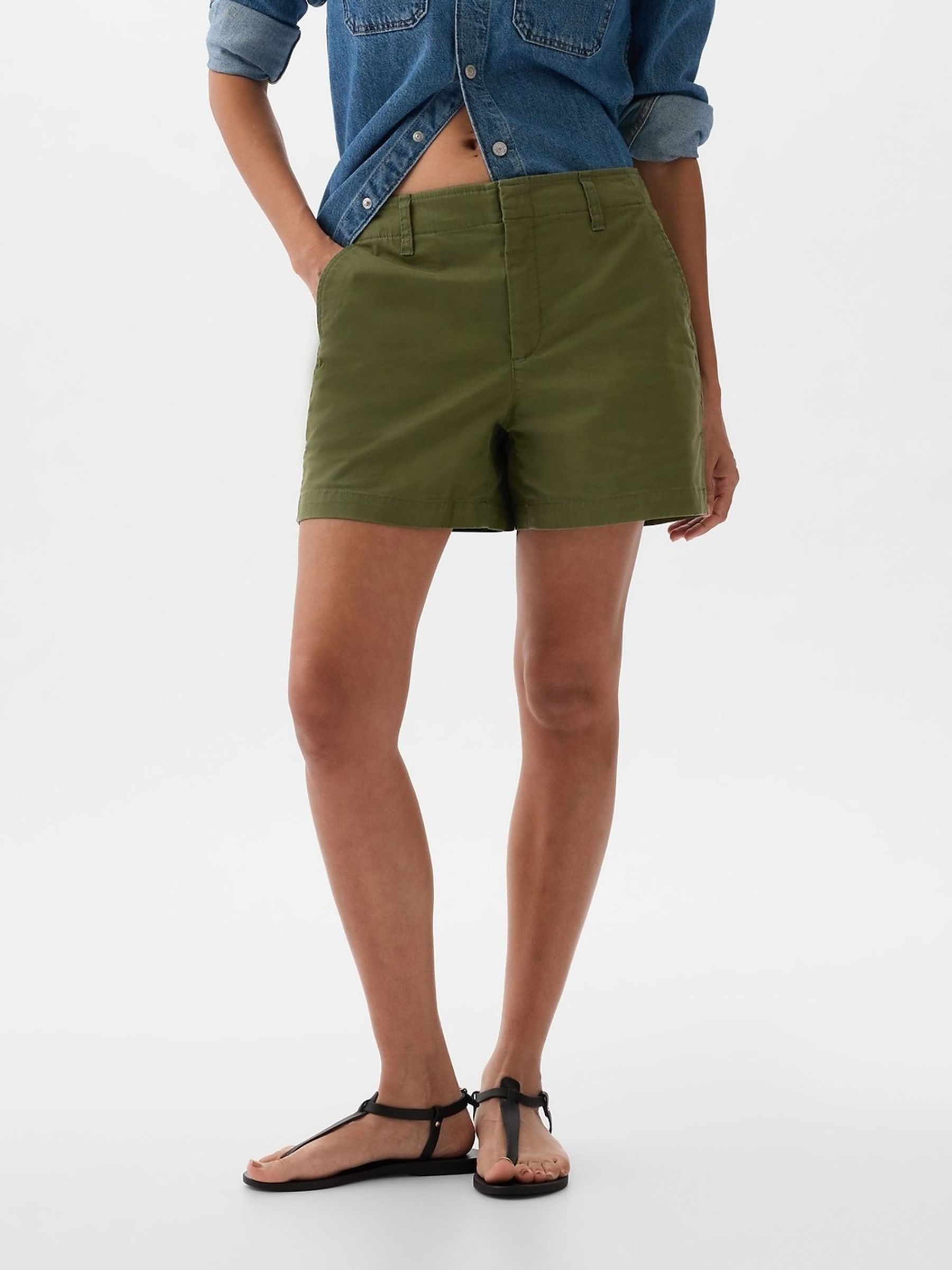 Khaki Green 4" Chino Shorts - Image 1 of 2