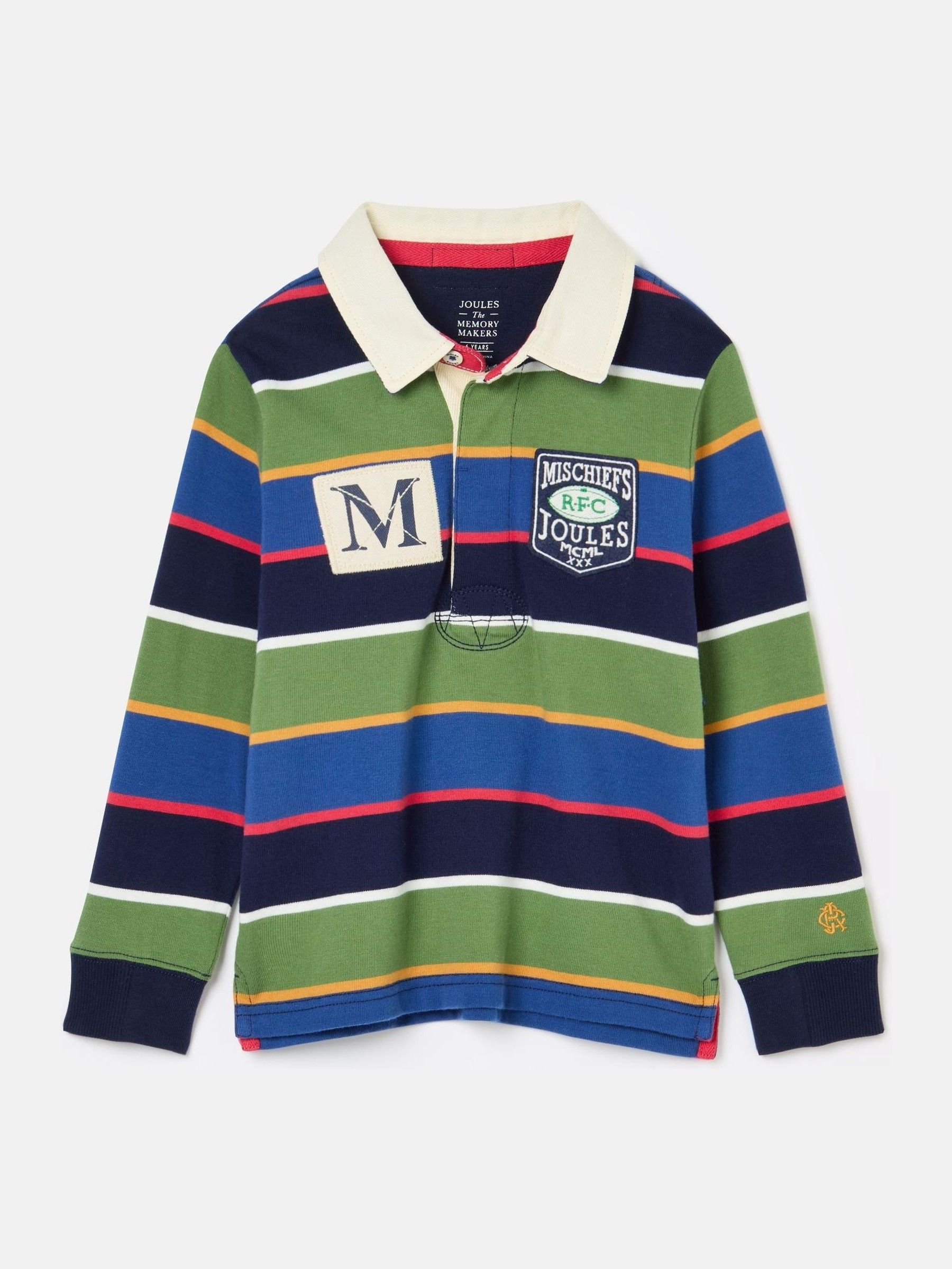 Boys' Tournament Multi Stripe Rugby Shirt | Joules