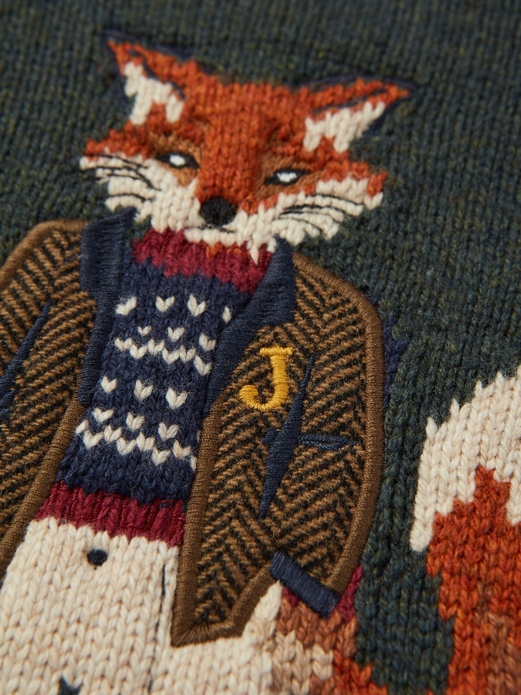Kids' Jonty Green Intarsia Fox Artwork Jumper - Image 5 of 5