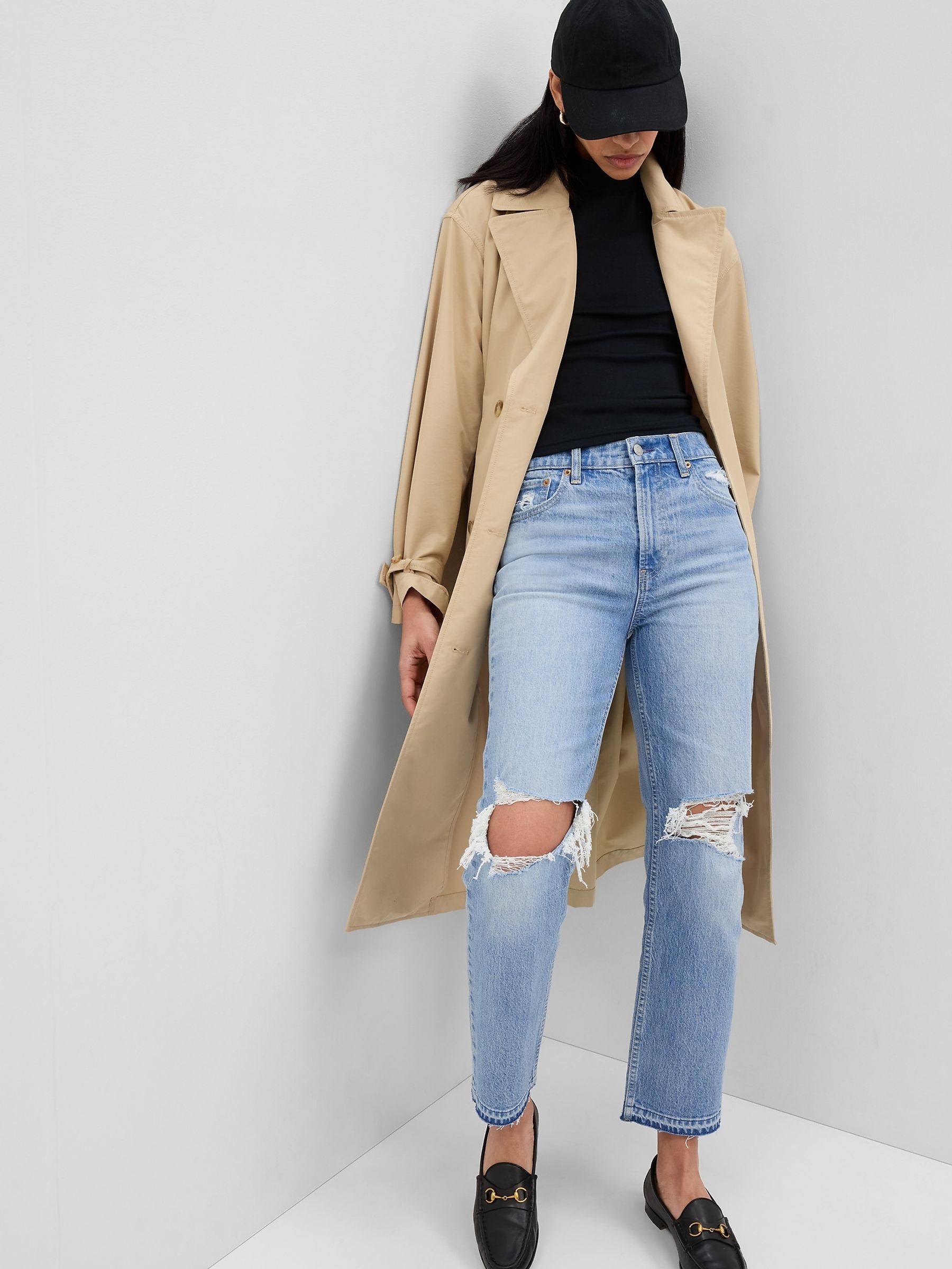 Light Blue High Waisted Cheeky Straight Leg Ripped Jeans - Image 2 of 11