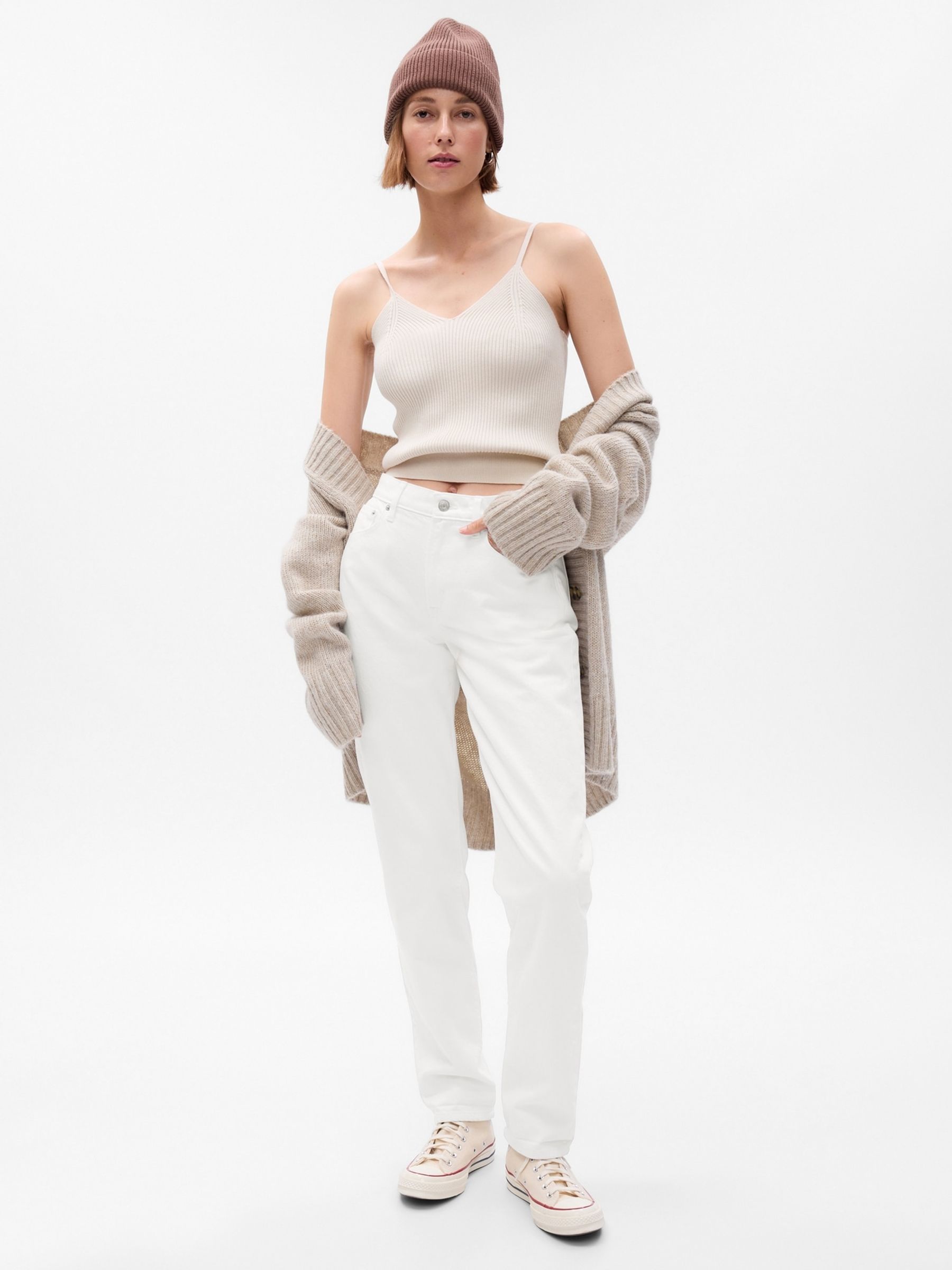 White Mid Rise Ankle Length Girlfriend Jeans - Image 10 of 10