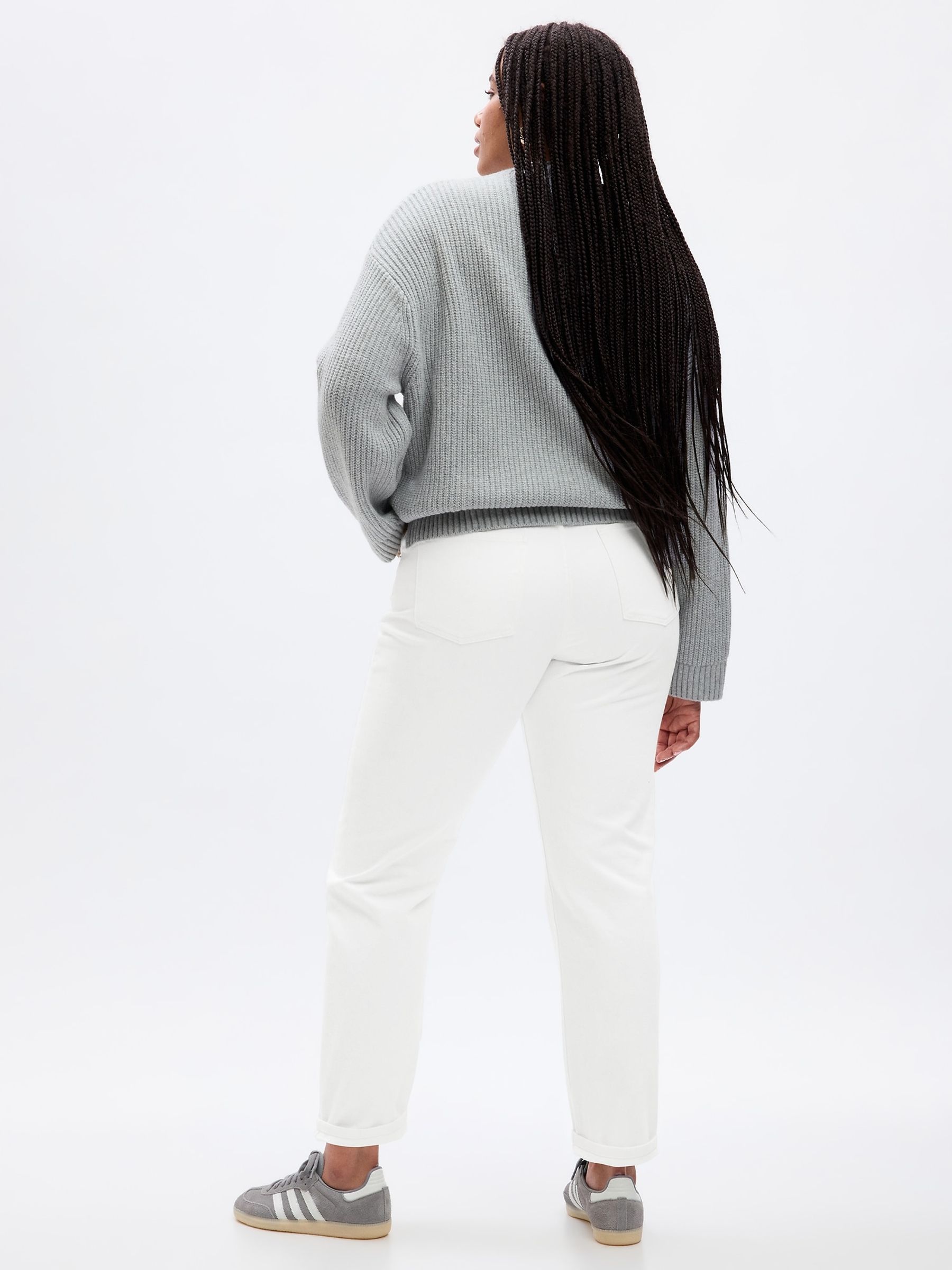 White Mid Rise Ankle Length Girlfriend Jeans - Image 2 of 5