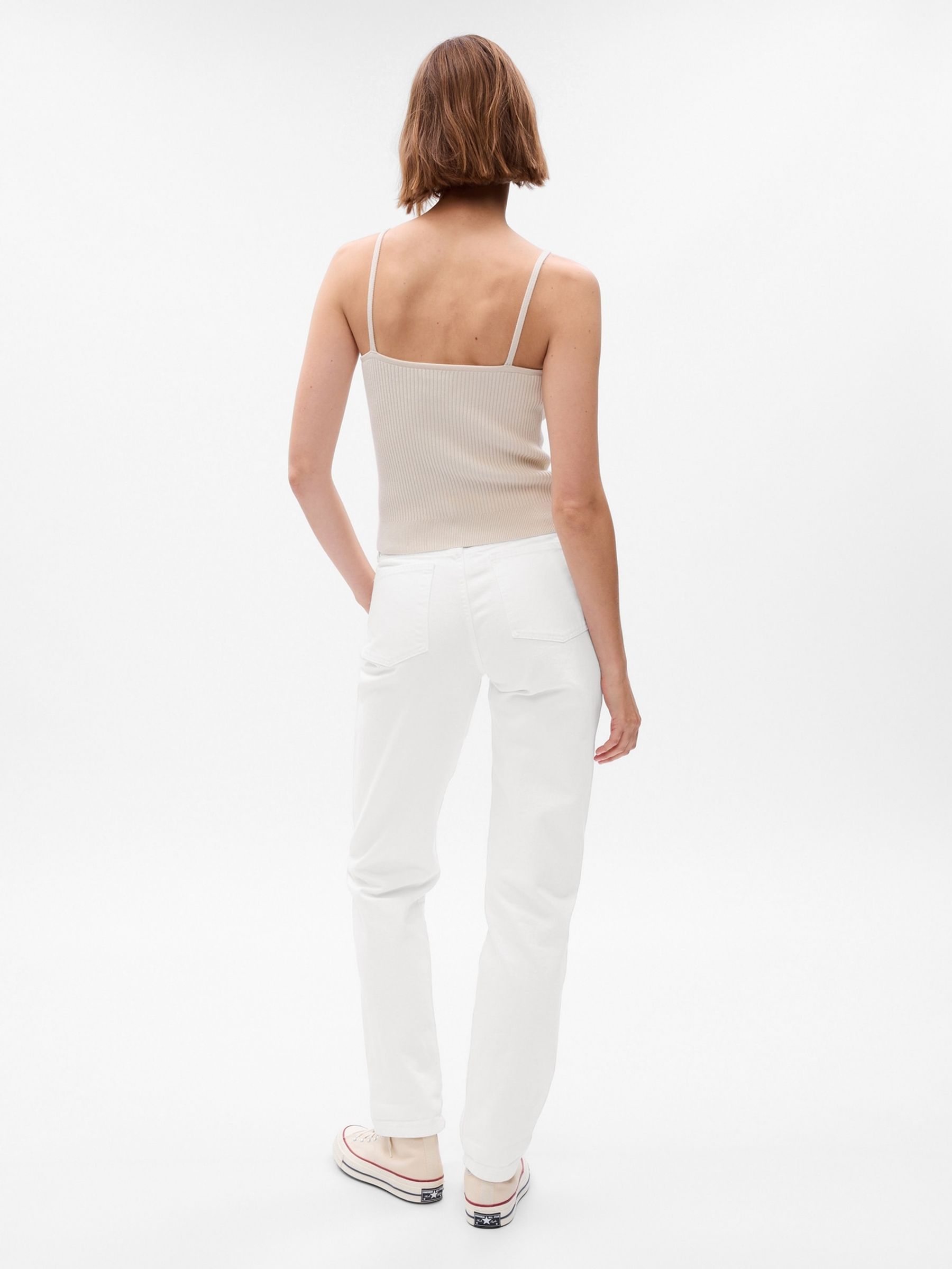 White Mid Rise Ankle Length Girlfriend Jeans - Image 9 of 10