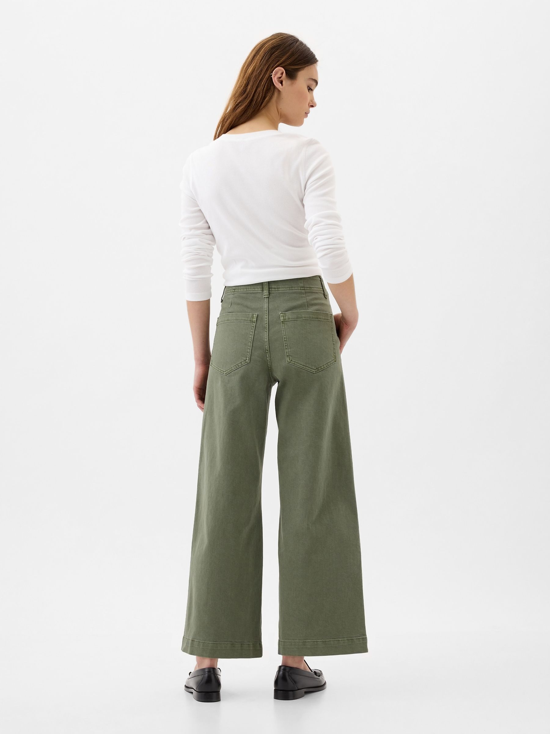 Green High Waisted Wide Leg Utility Jeans - Image 2 of 9