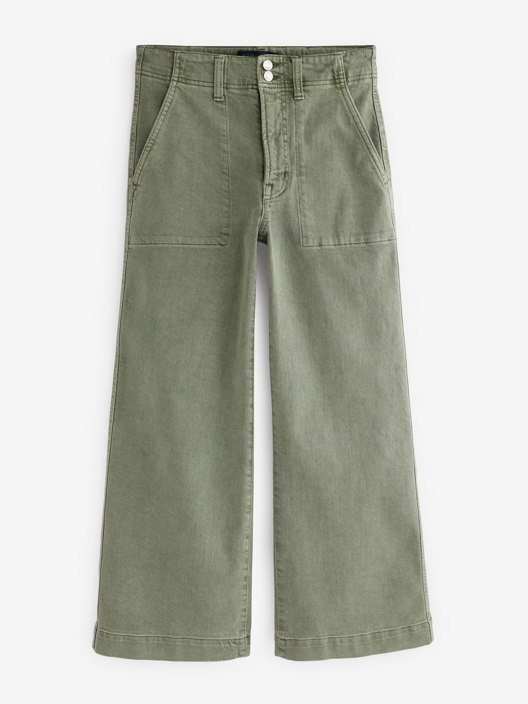 Green High Waisted Wide Leg Utility Jeans - Image 5 of 9