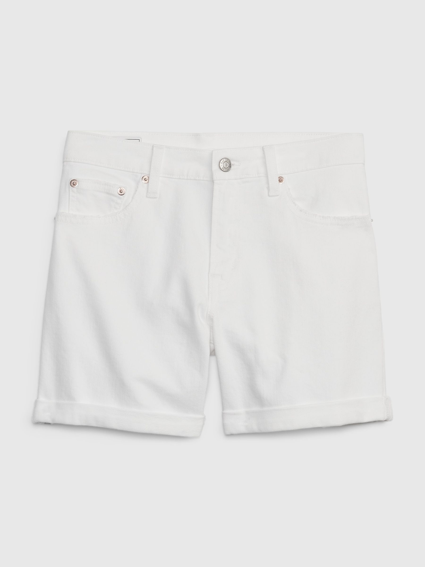 White Denim Mid Rise Girlfriend Shorts - Image 6 of 6