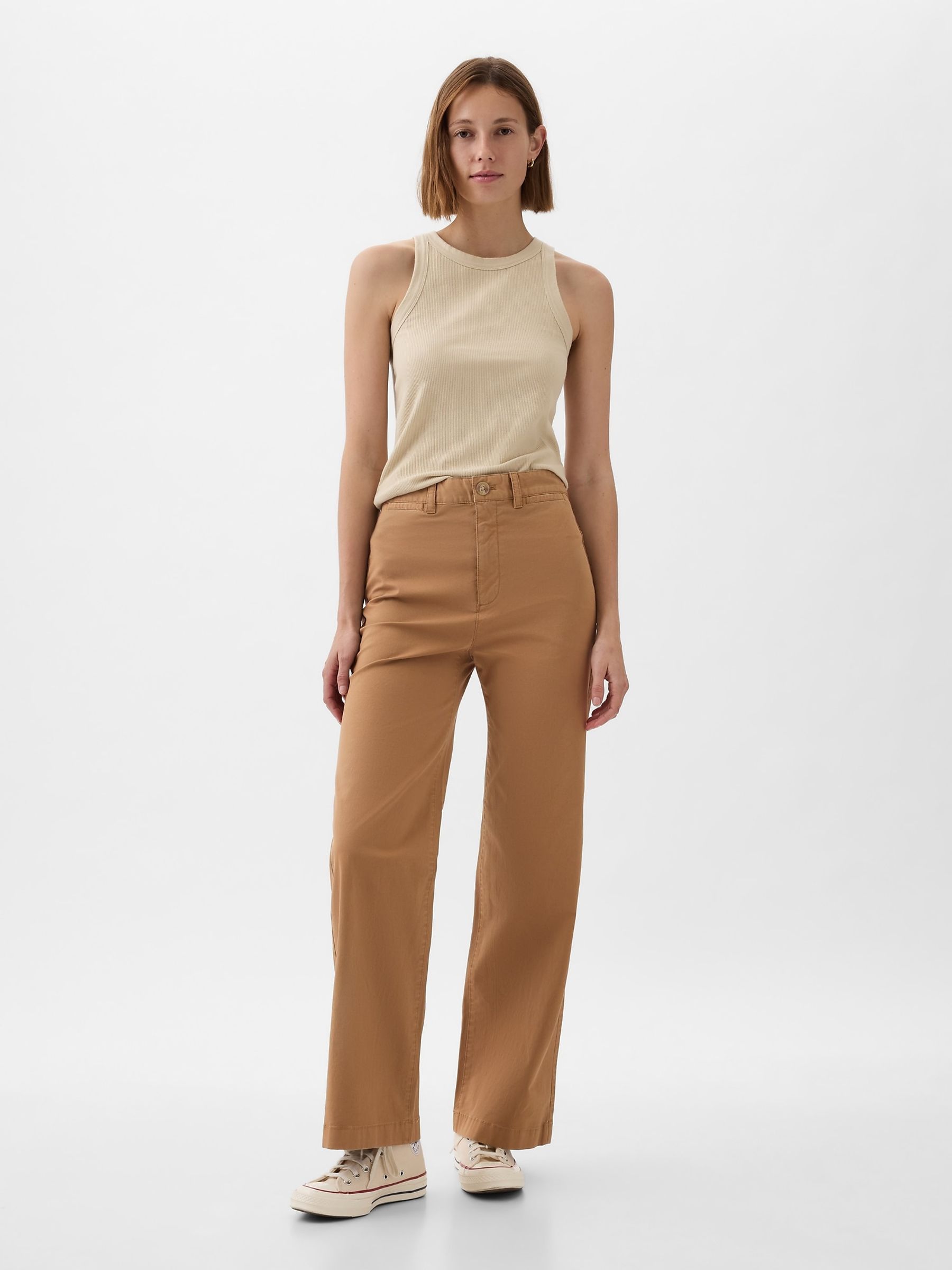 Khaki Brown High Stride Wide Leg Trousers - Image 2 of 5