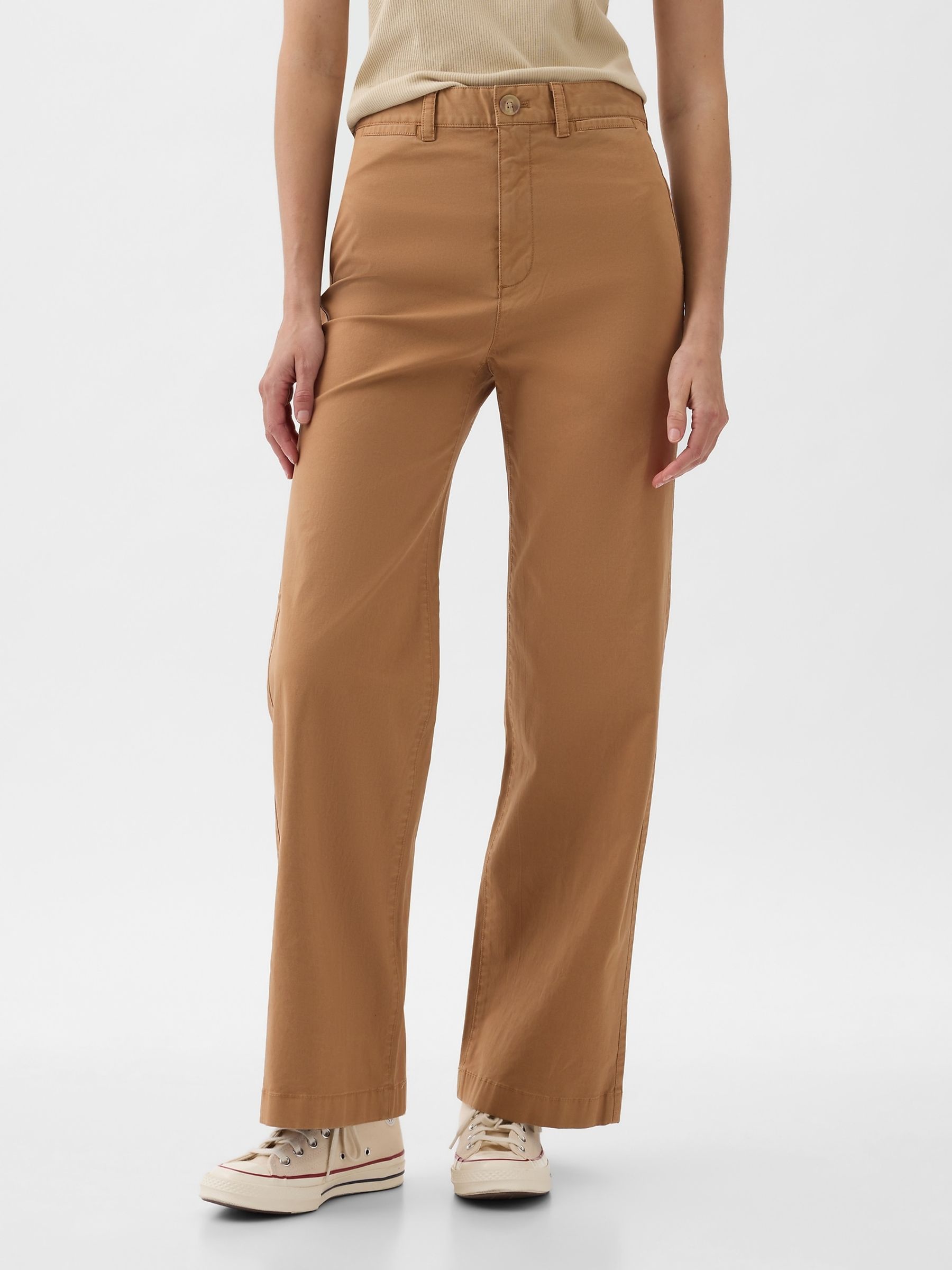 Khaki Brown High Stride Wide Leg Trousers - Image 3 of 5