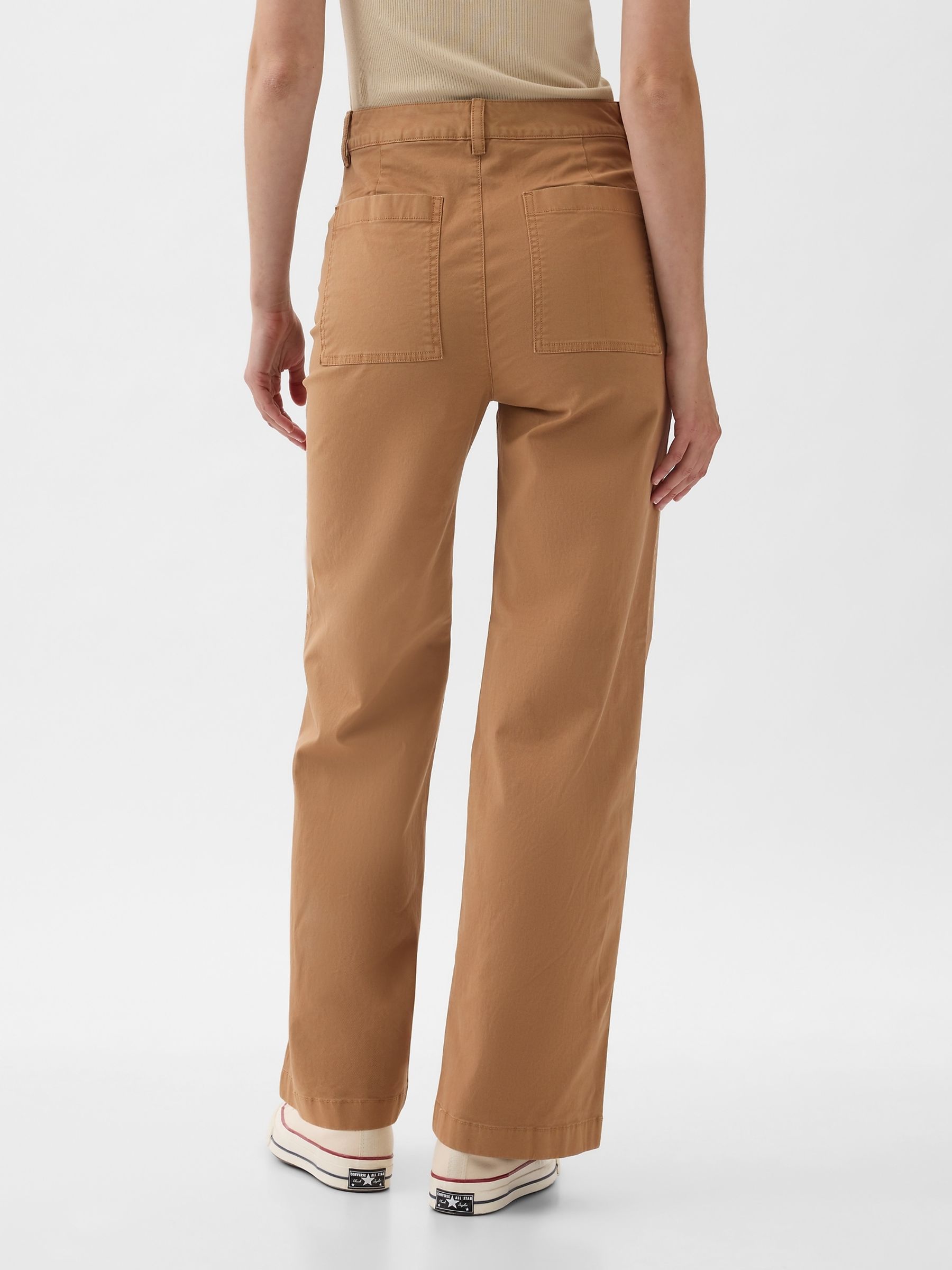 Khaki Brown High Stride Wide Leg Trousers - Image 4 of 5