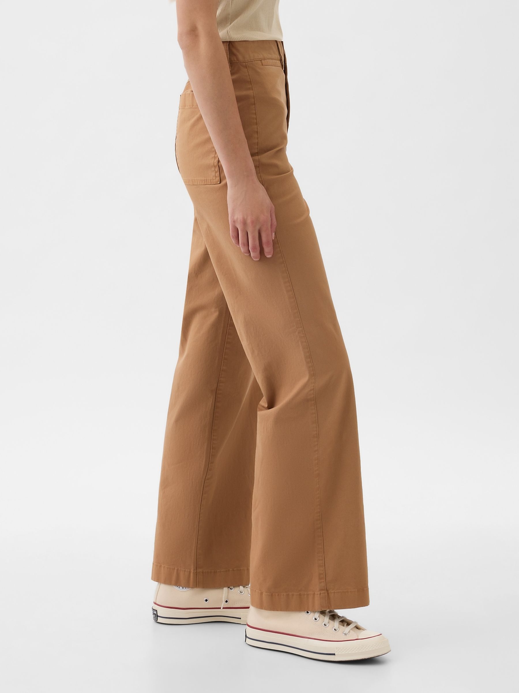 Khaki Brown High Stride Wide Leg Trousers - Image 5 of 5