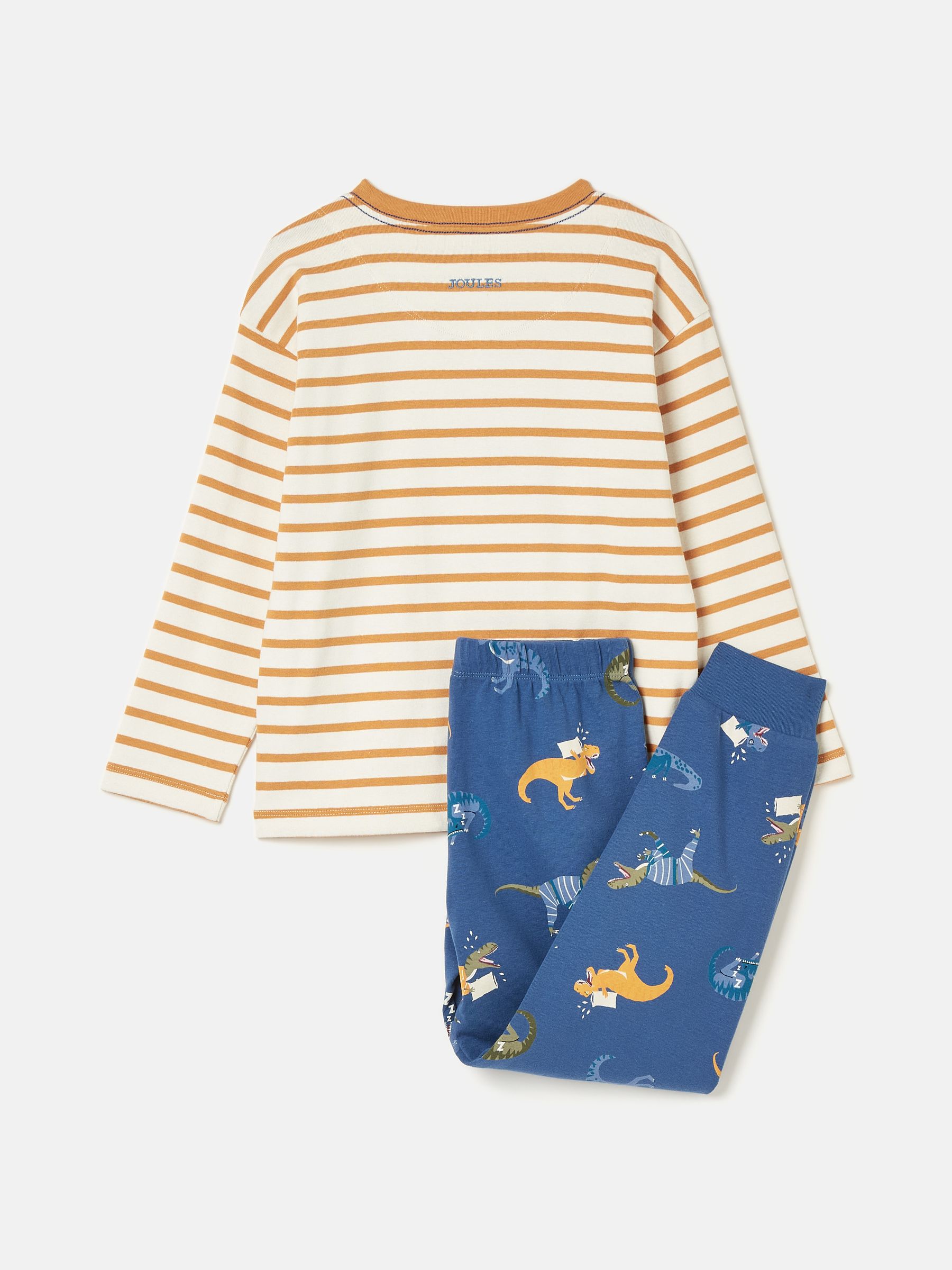 Doze Days Blue & Orange Dinosaur Print Jersey Pyjama Set - Image 2 of 9
