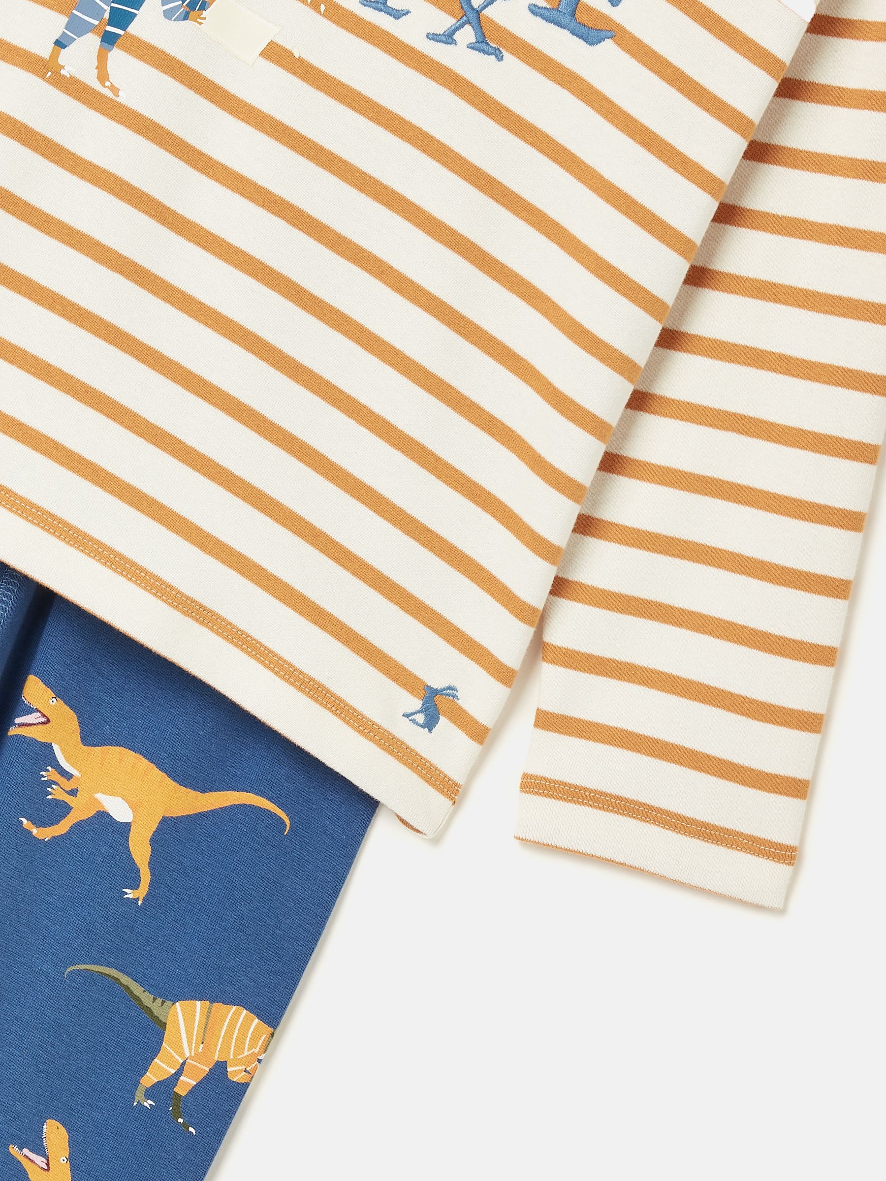 Doze Days Blue & Orange Dinosaur Print Jersey Pyjama Set - Image 3 of 9
