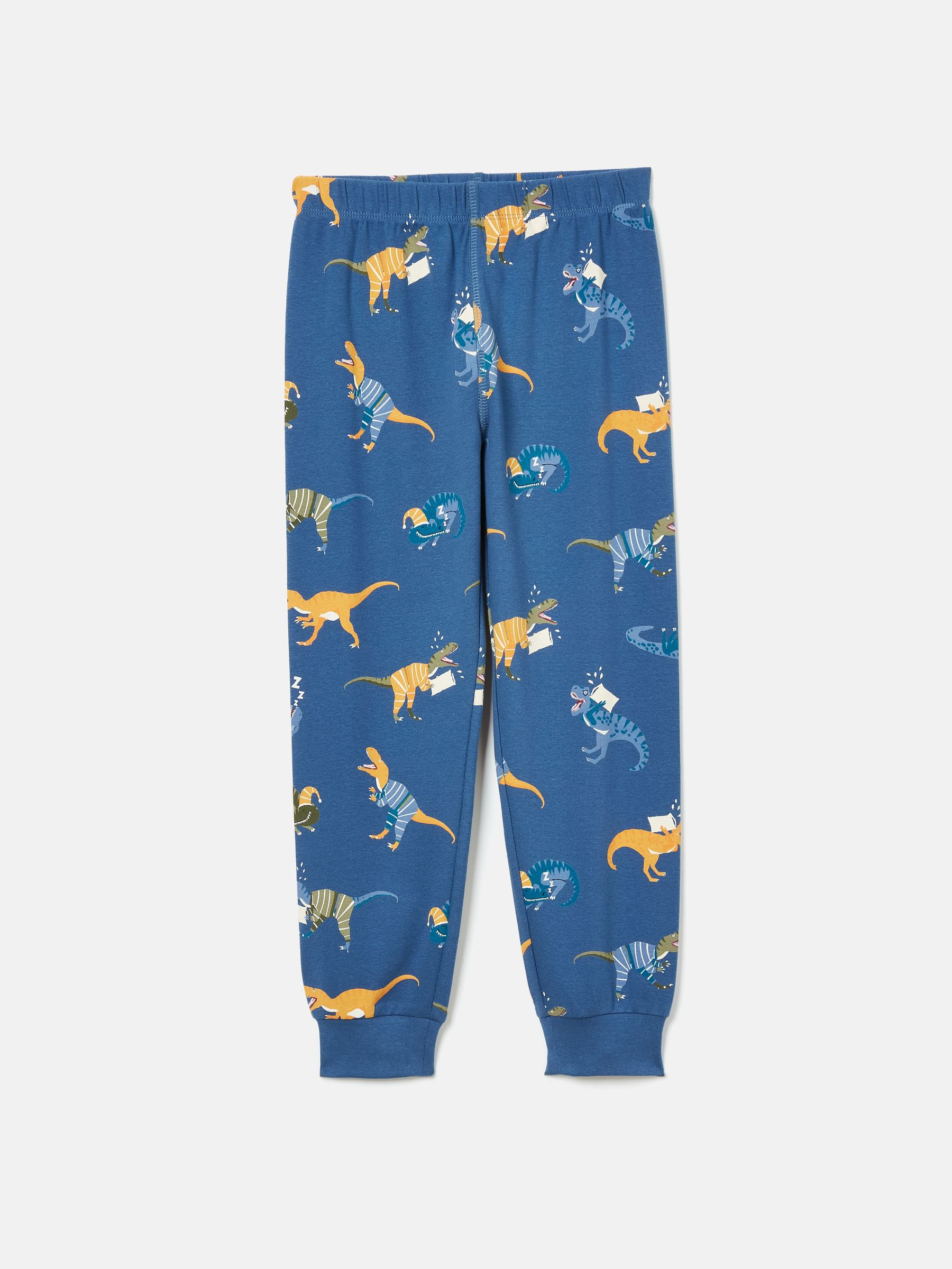 Doze Days Blue & Orange Dinosaur Print Jersey Pyjama Set - Image 6 of 9