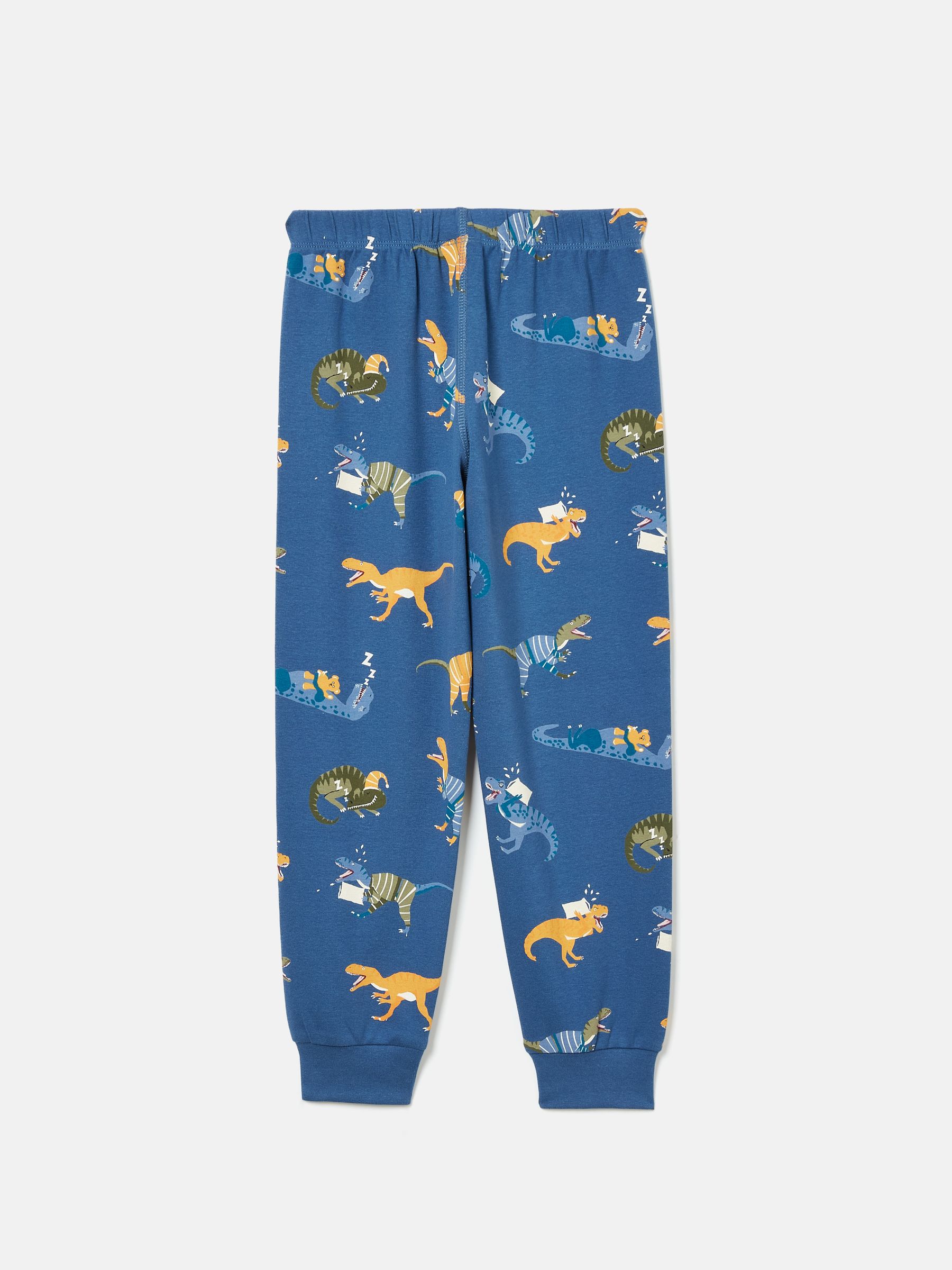 Doze Days Blue & Orange Dinosaur Print Jersey Pyjama Set - Image 7 of 9