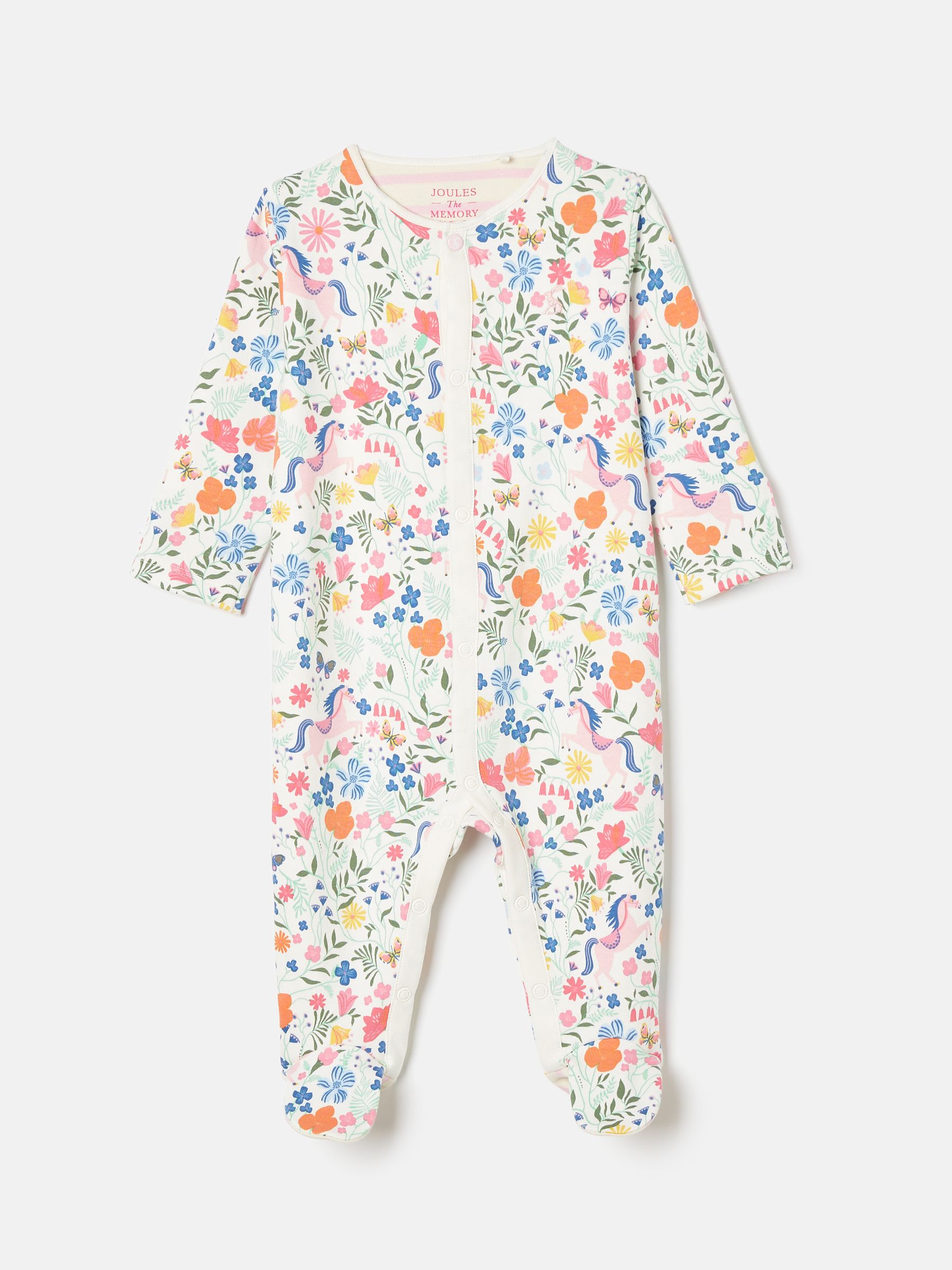 Girls' Razamataz Cream Horse Print Cotton Babygrow - Image 1 of 4