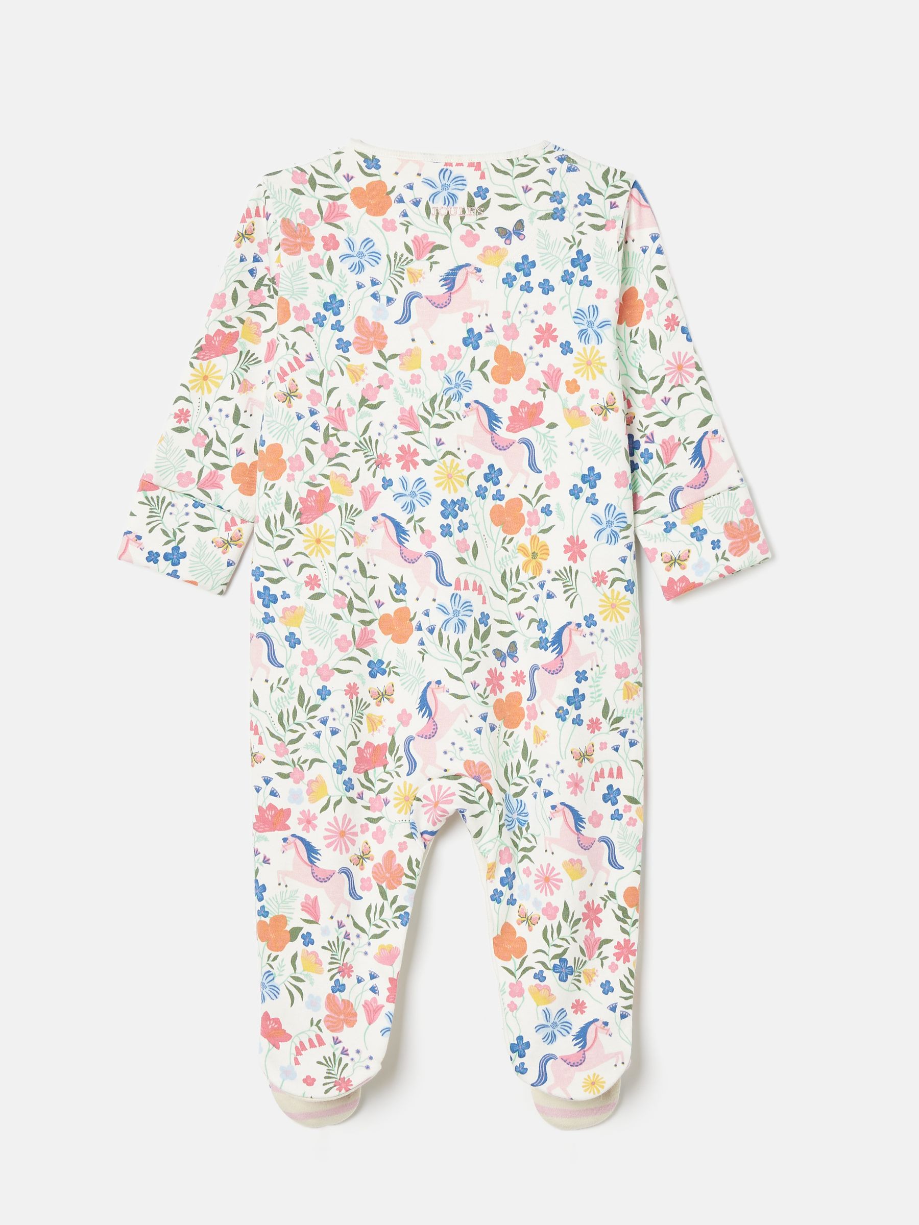 Girls' Razamataz Cream Horse Print Cotton Babygrow - Image 3 of 4