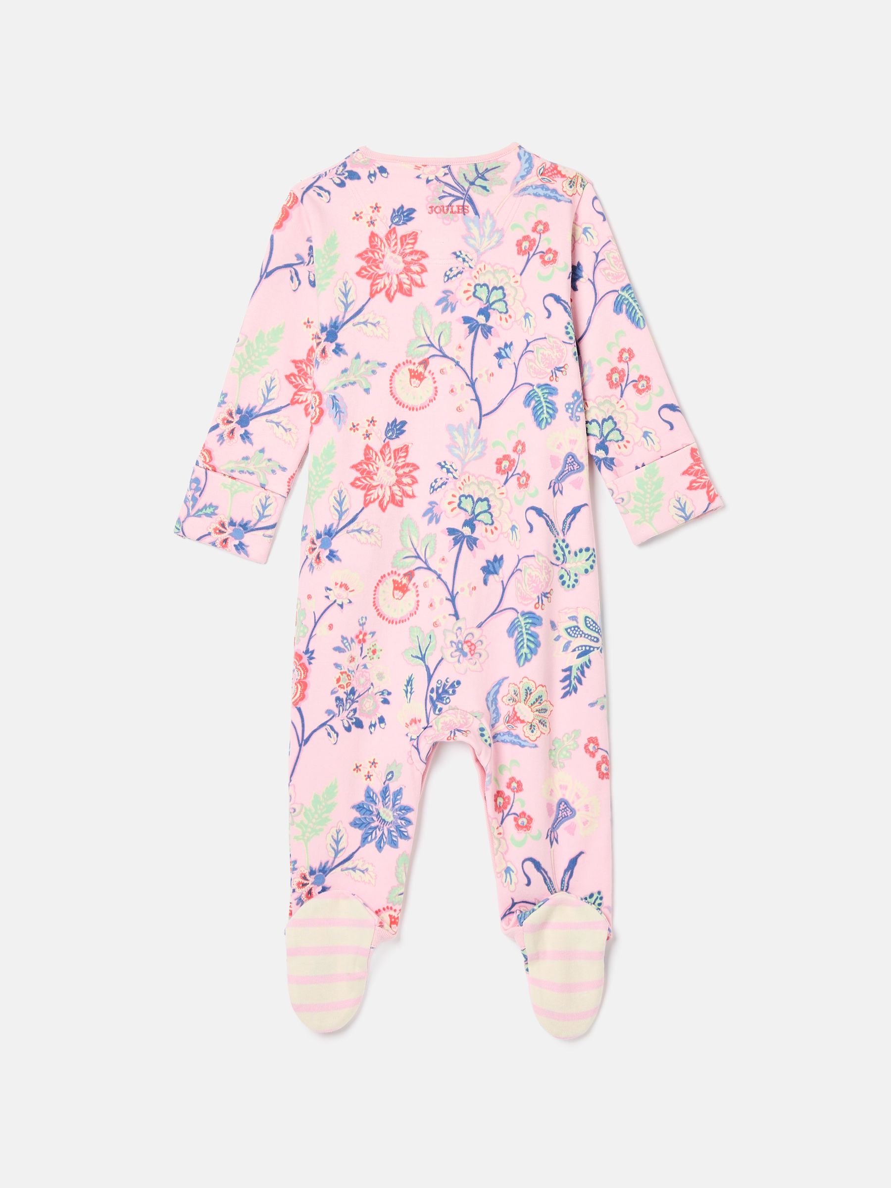Girls' Razamataz Pink Floral Print Cotton Babygrow - Image 3 of 3