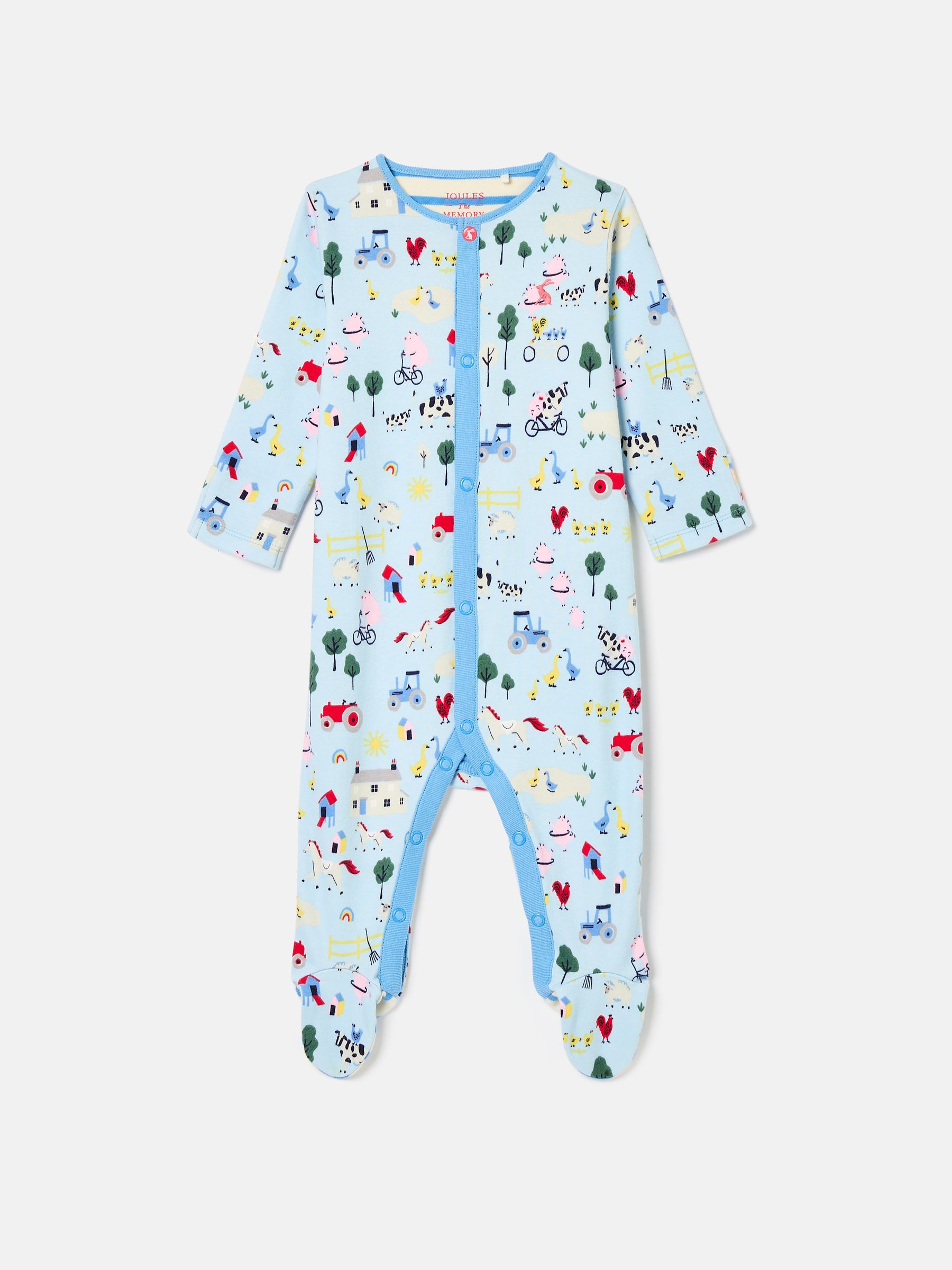Razamataz Blue Farm Print Cotton Babygrow - Image 1 of 3