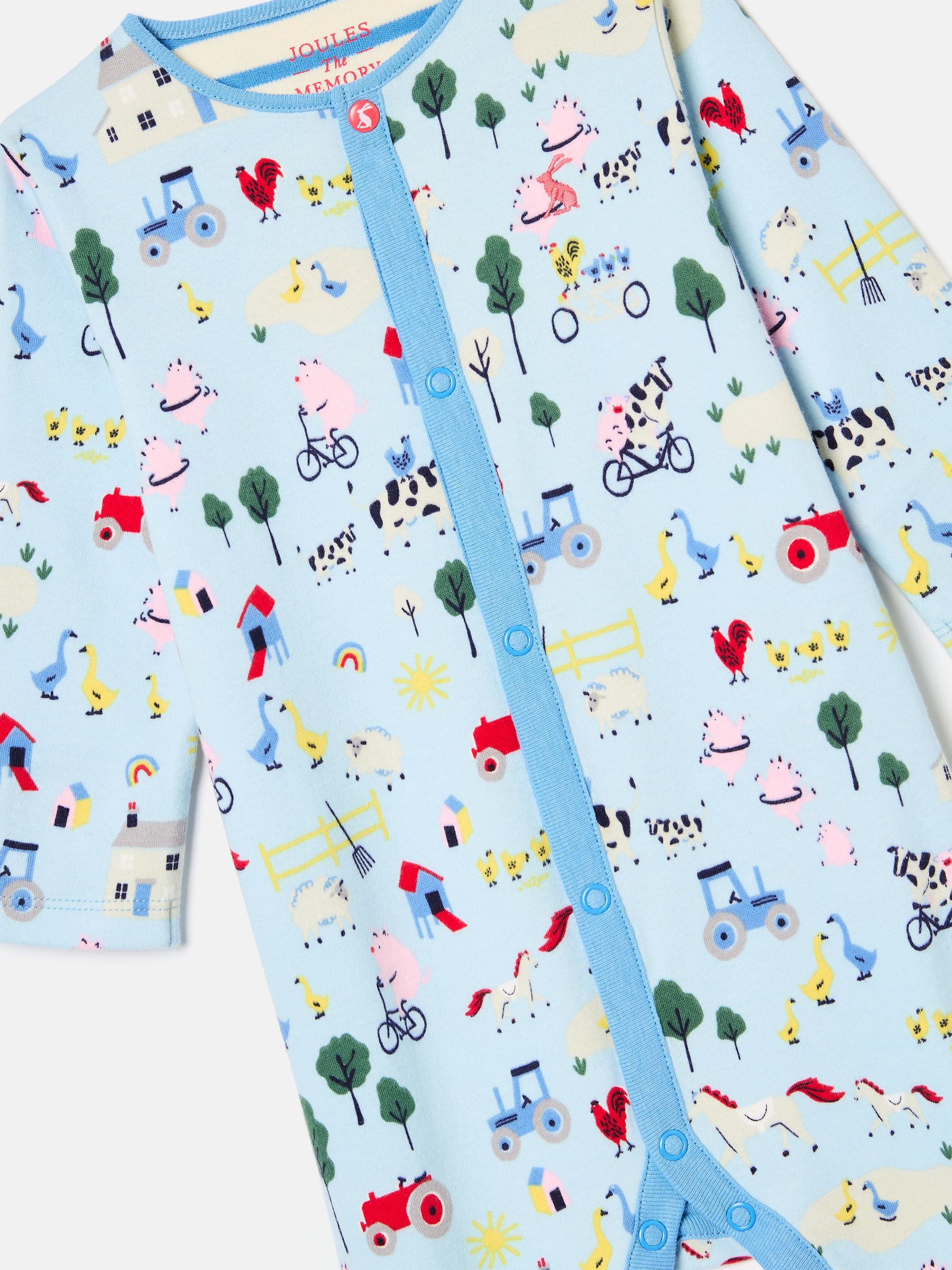 Razamataz Blue Farm Print Cotton Babygrow - Image 2 of 3