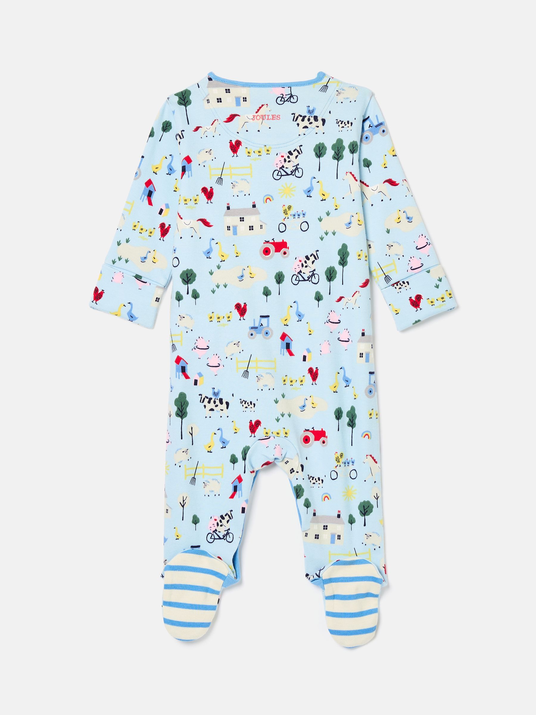 Razamataz Blue Farm Print Cotton Babygrow - Image 3 of 3