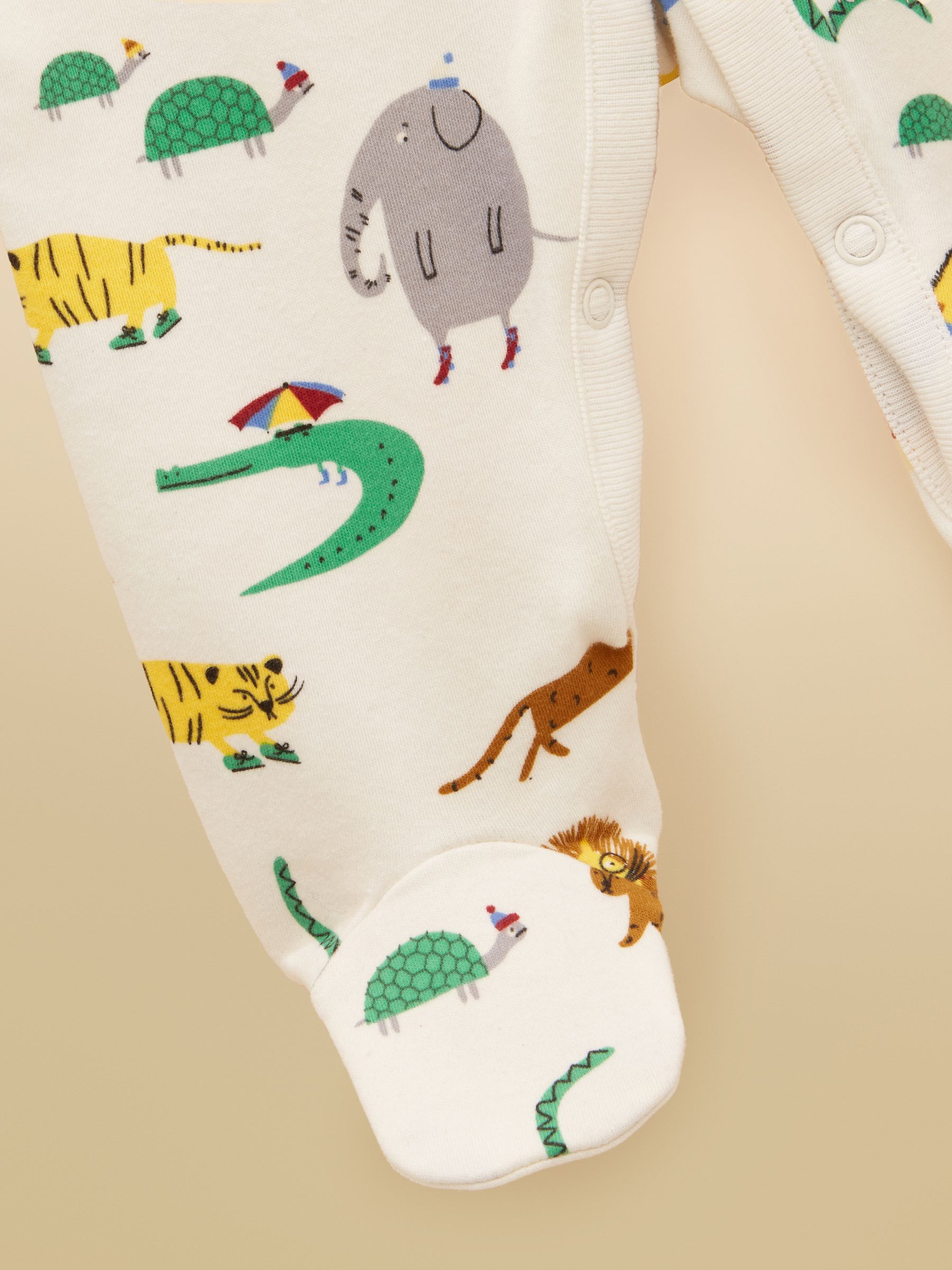 joules Razamataz Cream Zoo Print Cotton Babygrow Black Friday