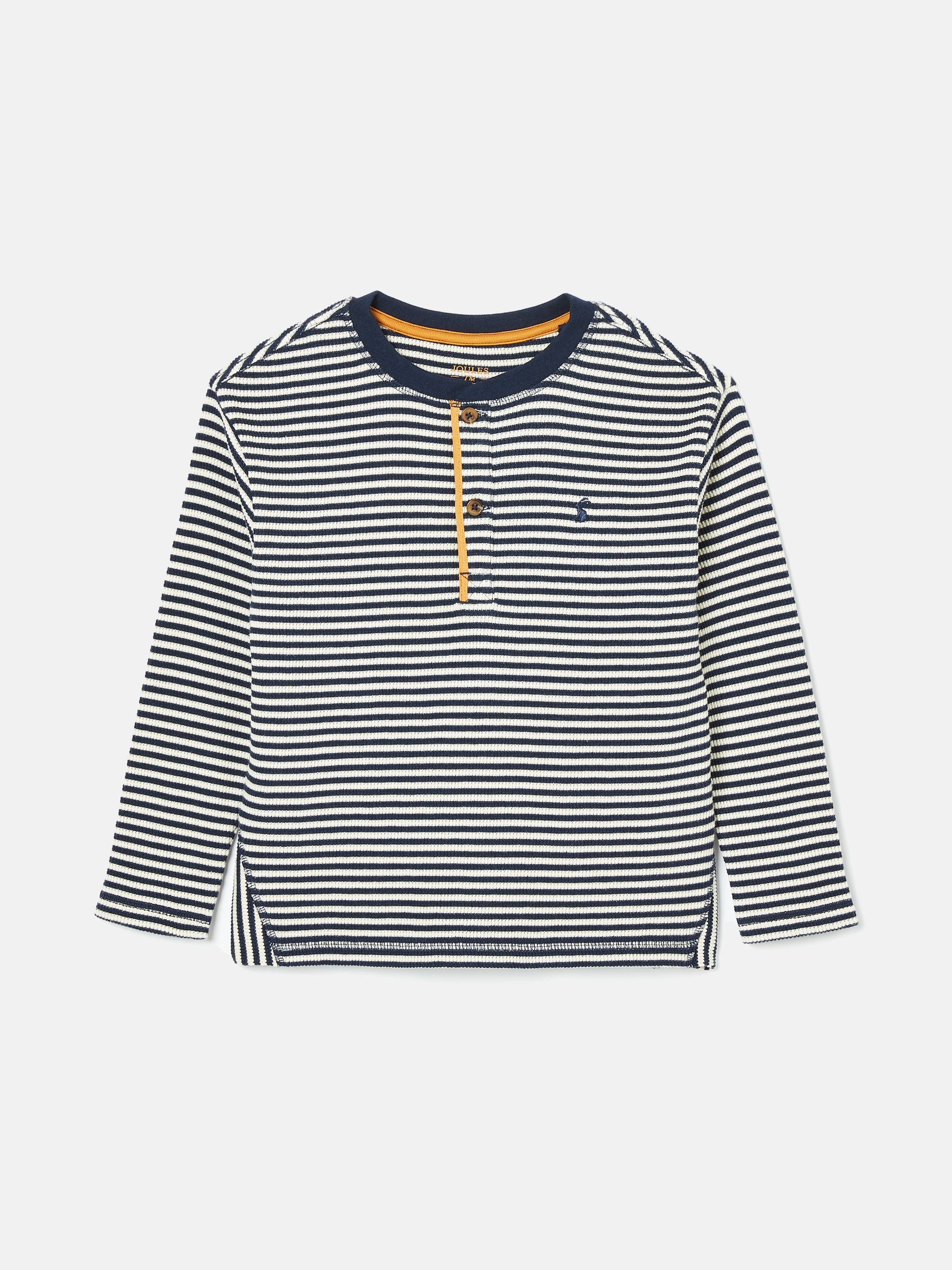 Boys' Arthur Navy & Cream Stripe Henley Top - Image 1 of 2