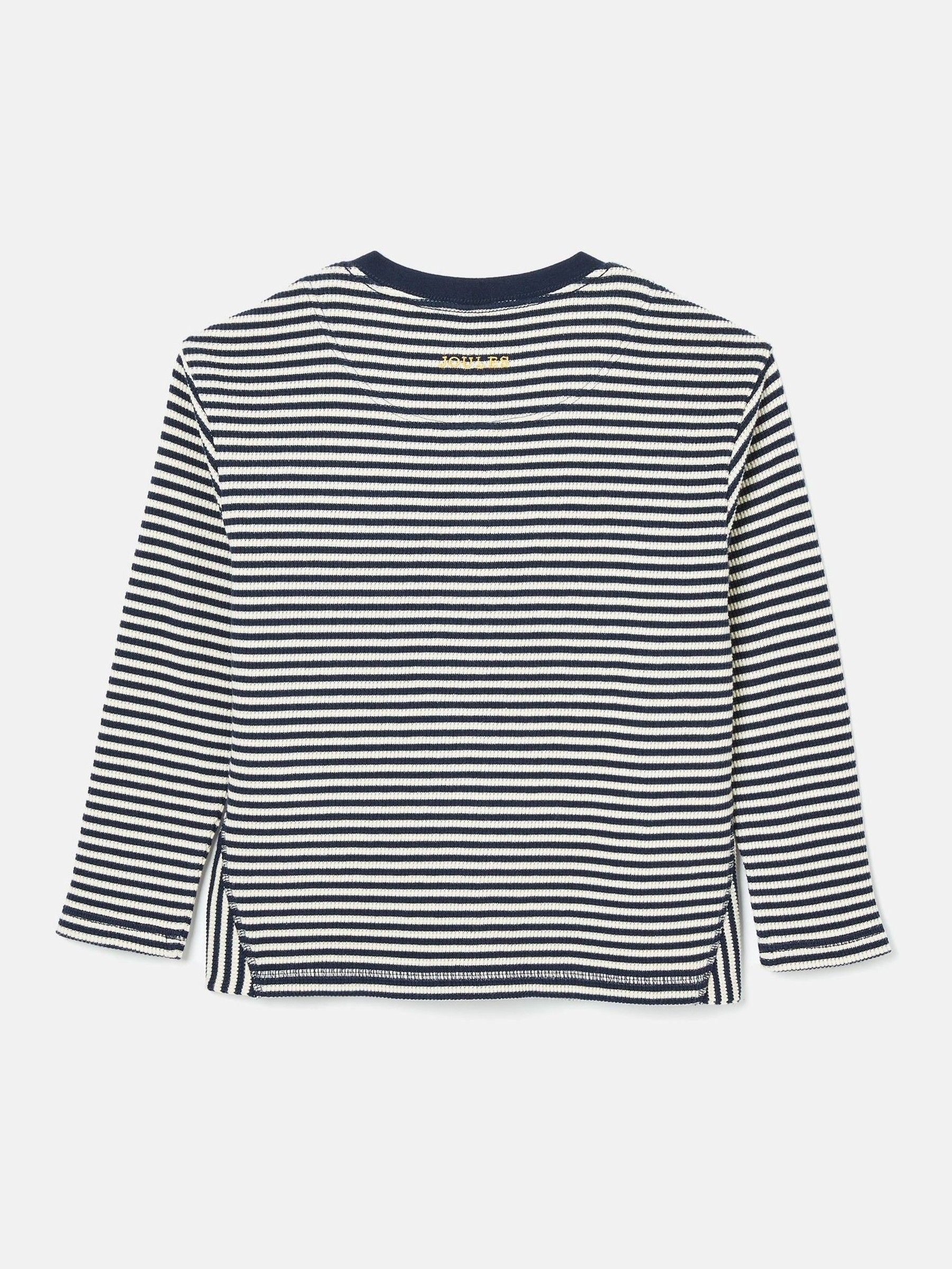 Boys' Arthur Navy & Cream Stripe Henley Top - Image 2 of 2