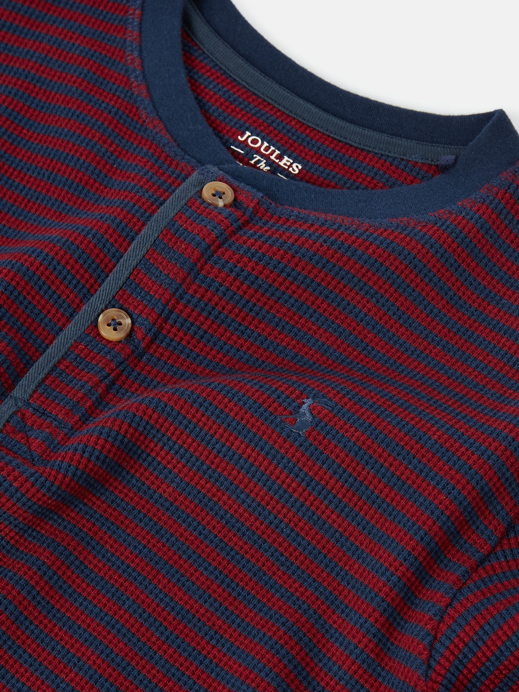 Boys' Arthur Berry Red & Navy Stripe Henley Top - Image 2 of 4
