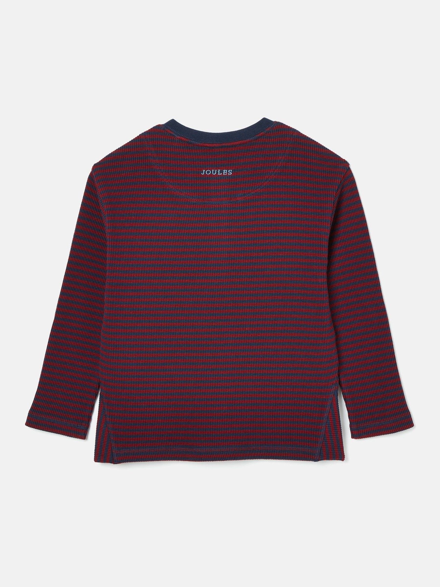 Boys' Arthur Berry Red & Navy Stripe Henley Top - Image 3 of 4